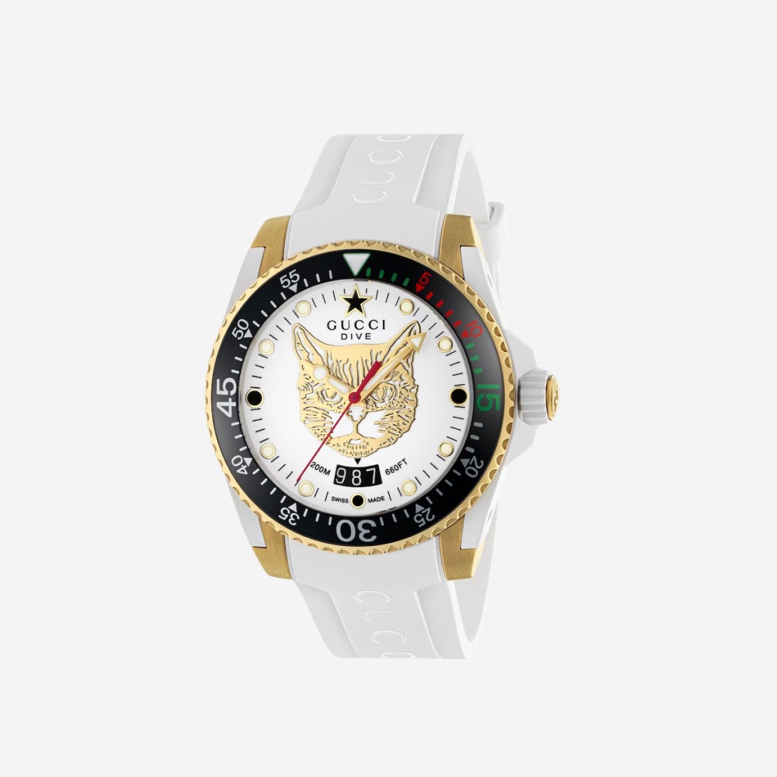 (W) Gucci Dive Quartz Rubber 40mm White 상세 이미지 1