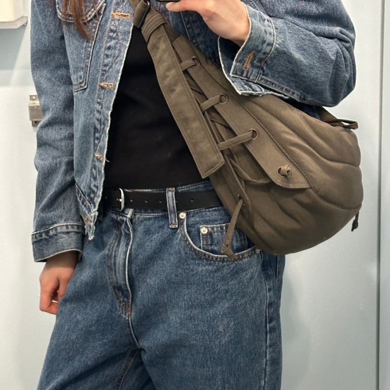 Lemaire Small Soft Game Bag Nylon Canvas Espresso - Ssense Exclusive 착용 스타일