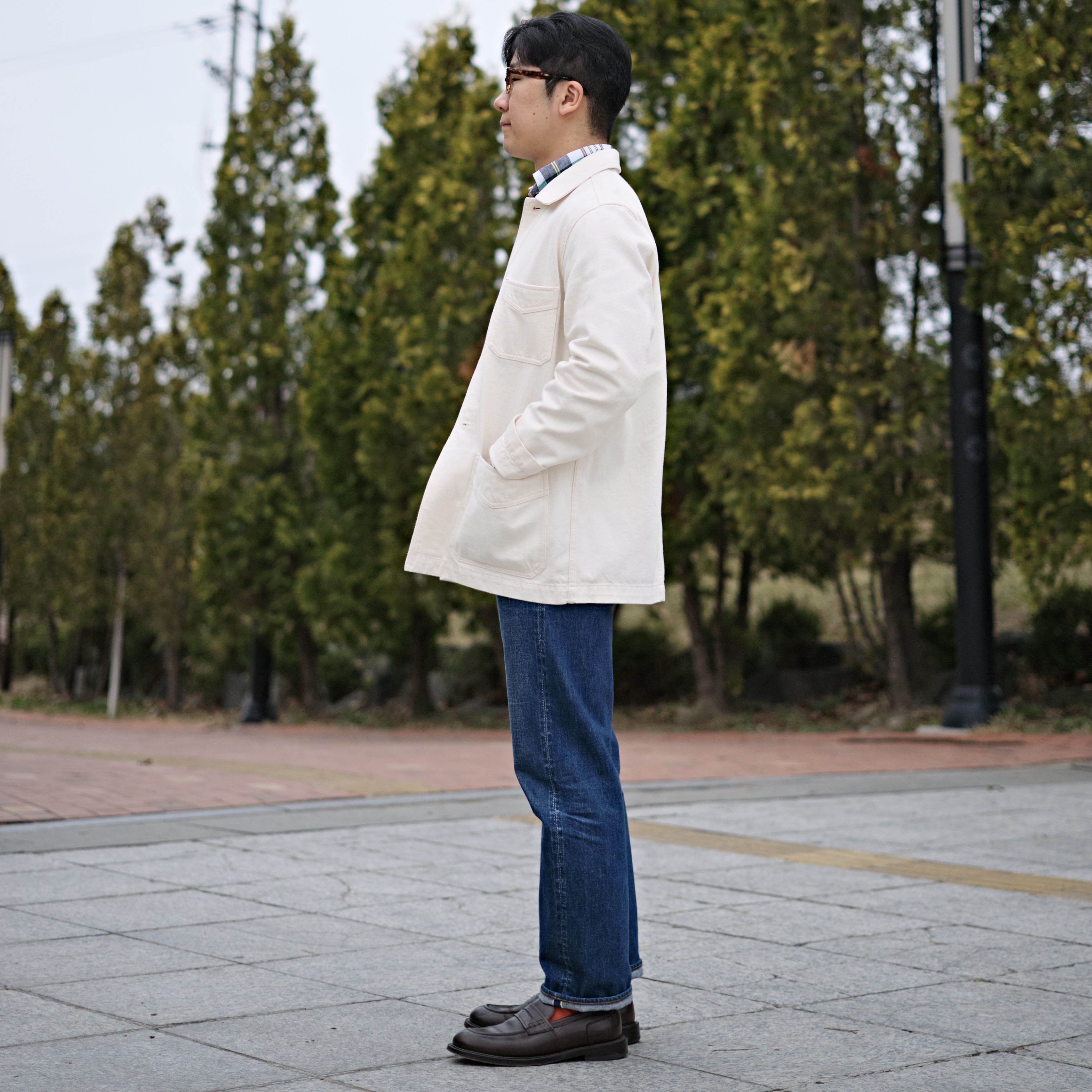 Fullcount 1102 Straight Denim That Thing Indigo Blue 착용 스타일 - 3