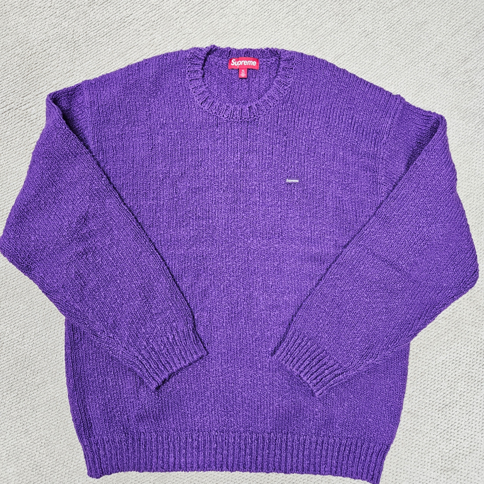Supreme Boucle Small Box Sweater Purple - 24SS 착용 스타일 - 2