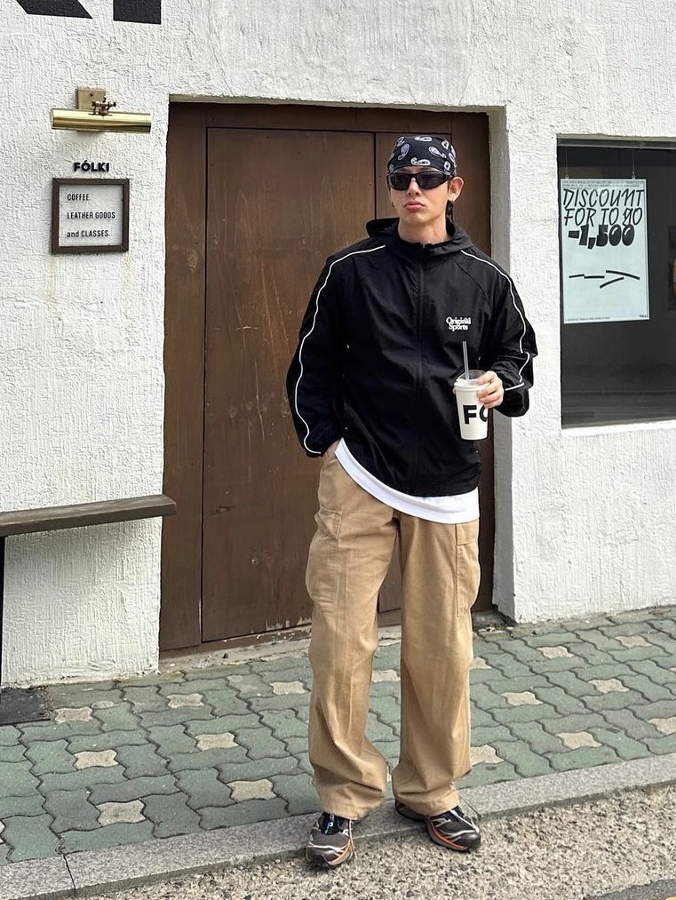 PRO-SPECS Vintage Running Jacket Black, Salomon XT-6 Delicioso Chocolate Fondant 착용 스타일