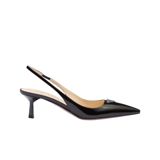 (W) Prada Patent Leather Slingback Pumps Black