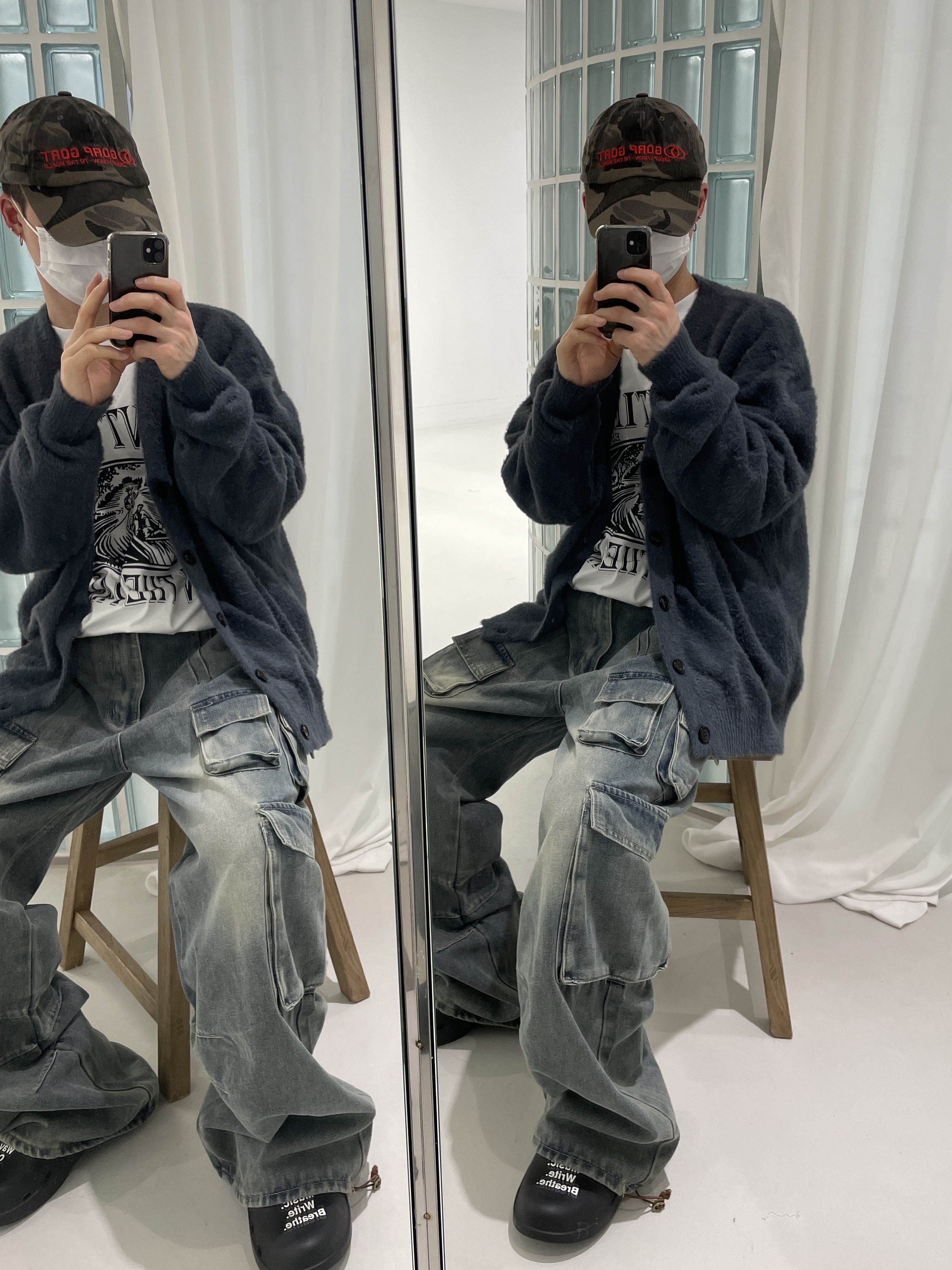 Oofos x Takahiromiyashita The Soloist The Day The Whole World Went Away Clog Black, Oofos x Takahiromiyashita The Soloist The Soloist's Way Of Life Clog Black White 착용 스타일