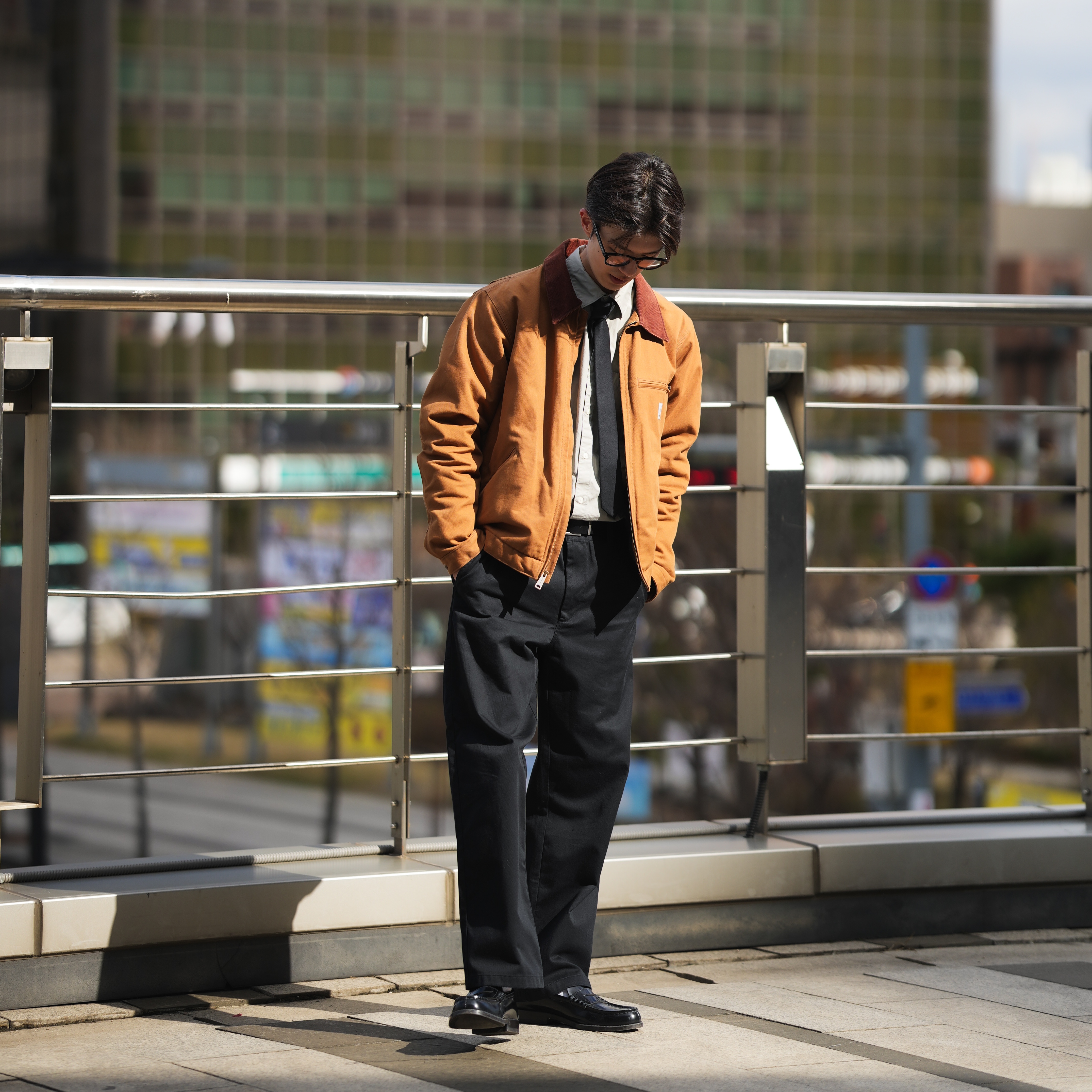 Haruta Leather Penny Loafer Black, Supreme Work Pant Black - 24SS 착용 스타일