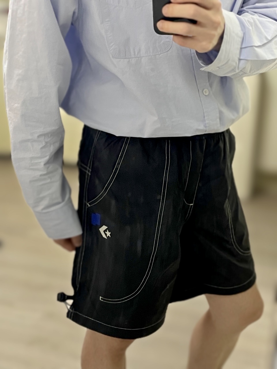 Converse x Ader Error Shapes Shorts Black 착용 스타일 - 1