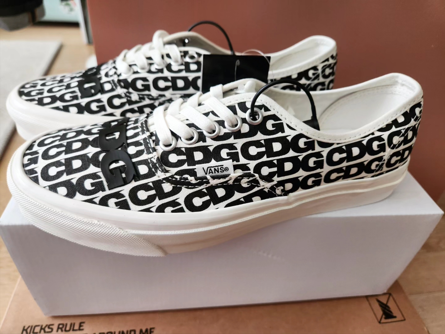 Vans Vault x CDG OG Authentic LX White Black 착용 스타일 - 1