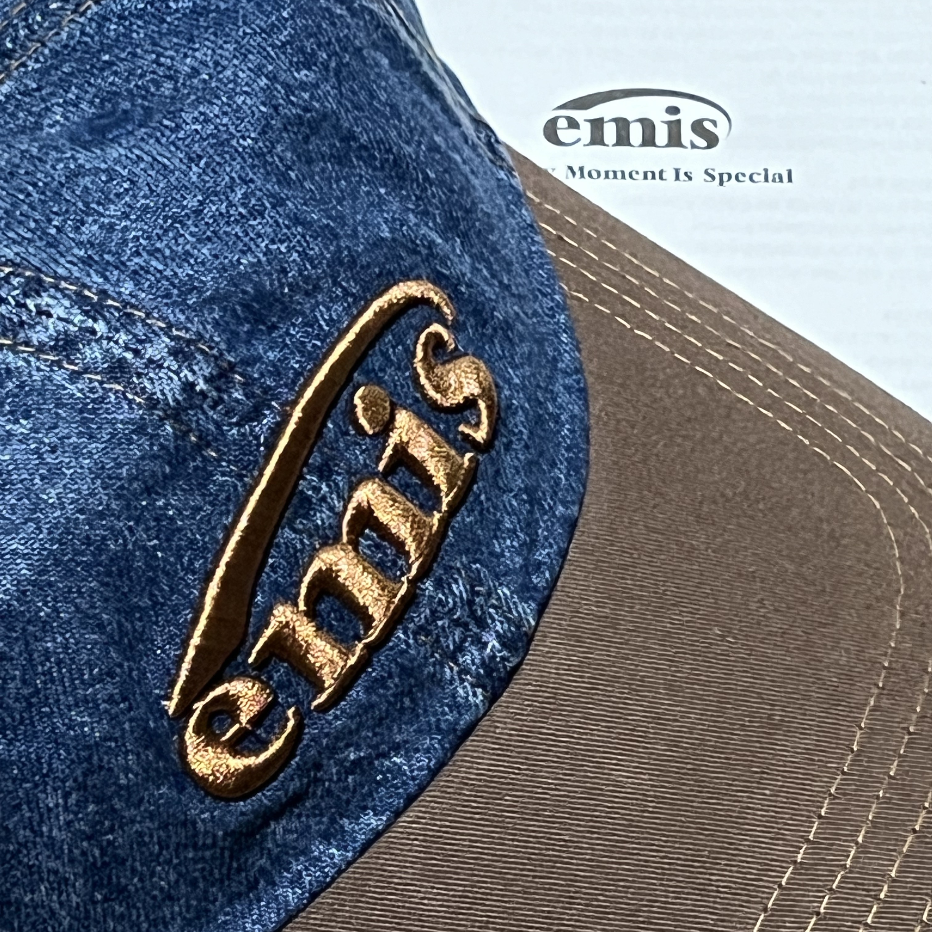 Emis Washed Denim Ball Cap Blue Brown, IAB Studio Pigment Sack Salmon 착용 스타일 - 2