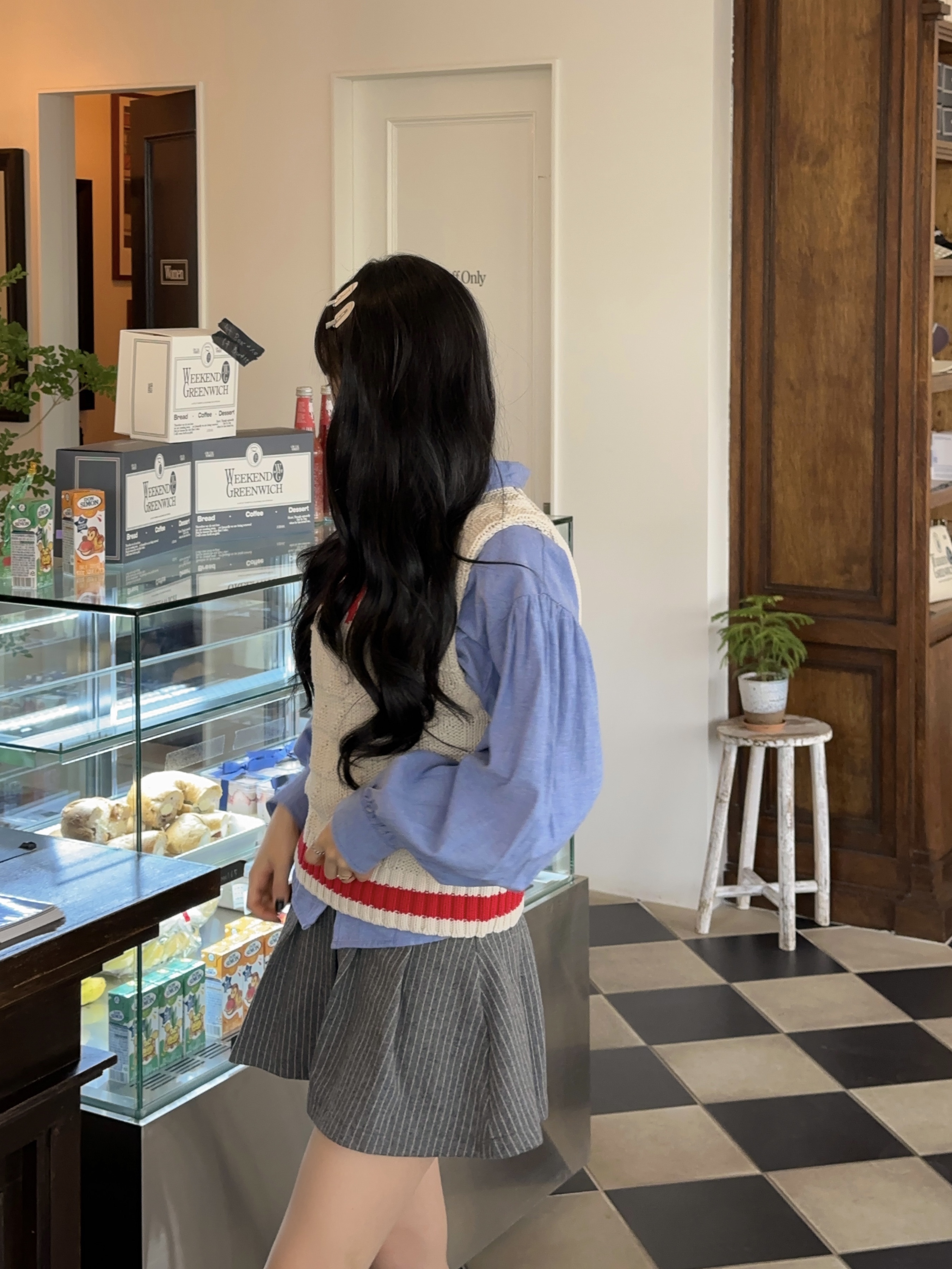 (W) Ganni Cotton Rope Vest Alabaster Gleam 착용 스타일 - 2