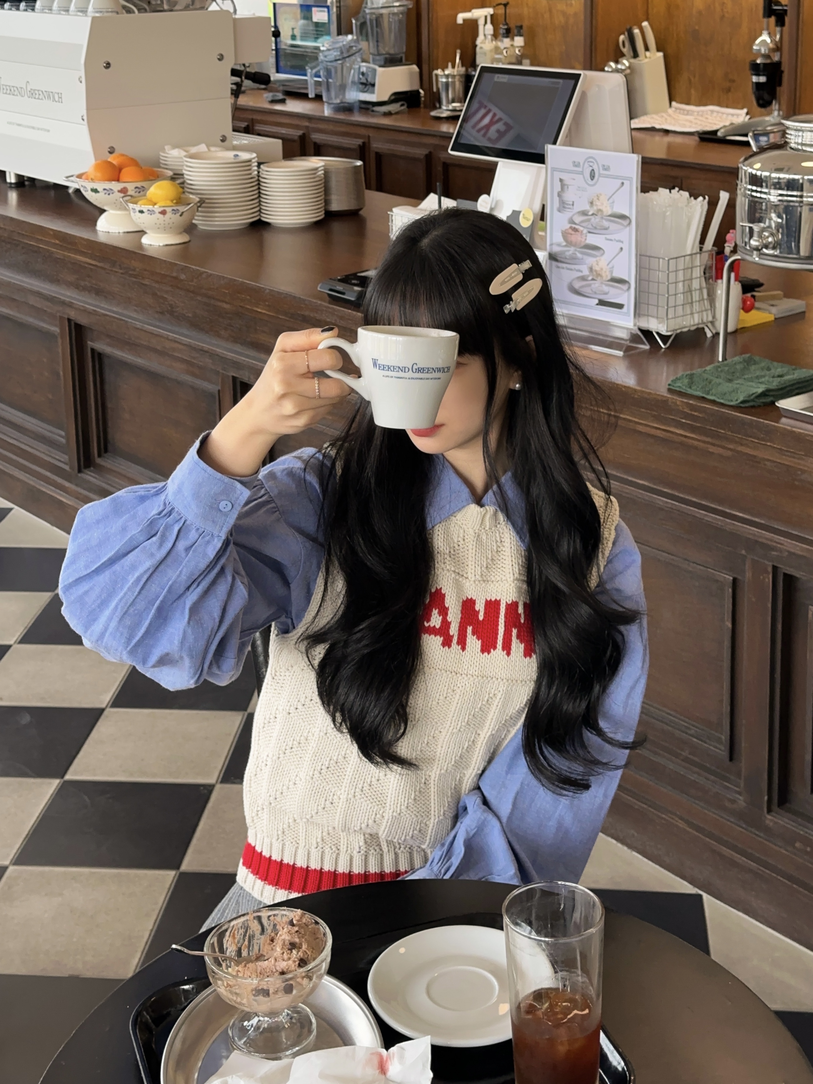 (W) Ganni Cotton Rope Vest Alabaster Gleam 착용 스타일 - 1