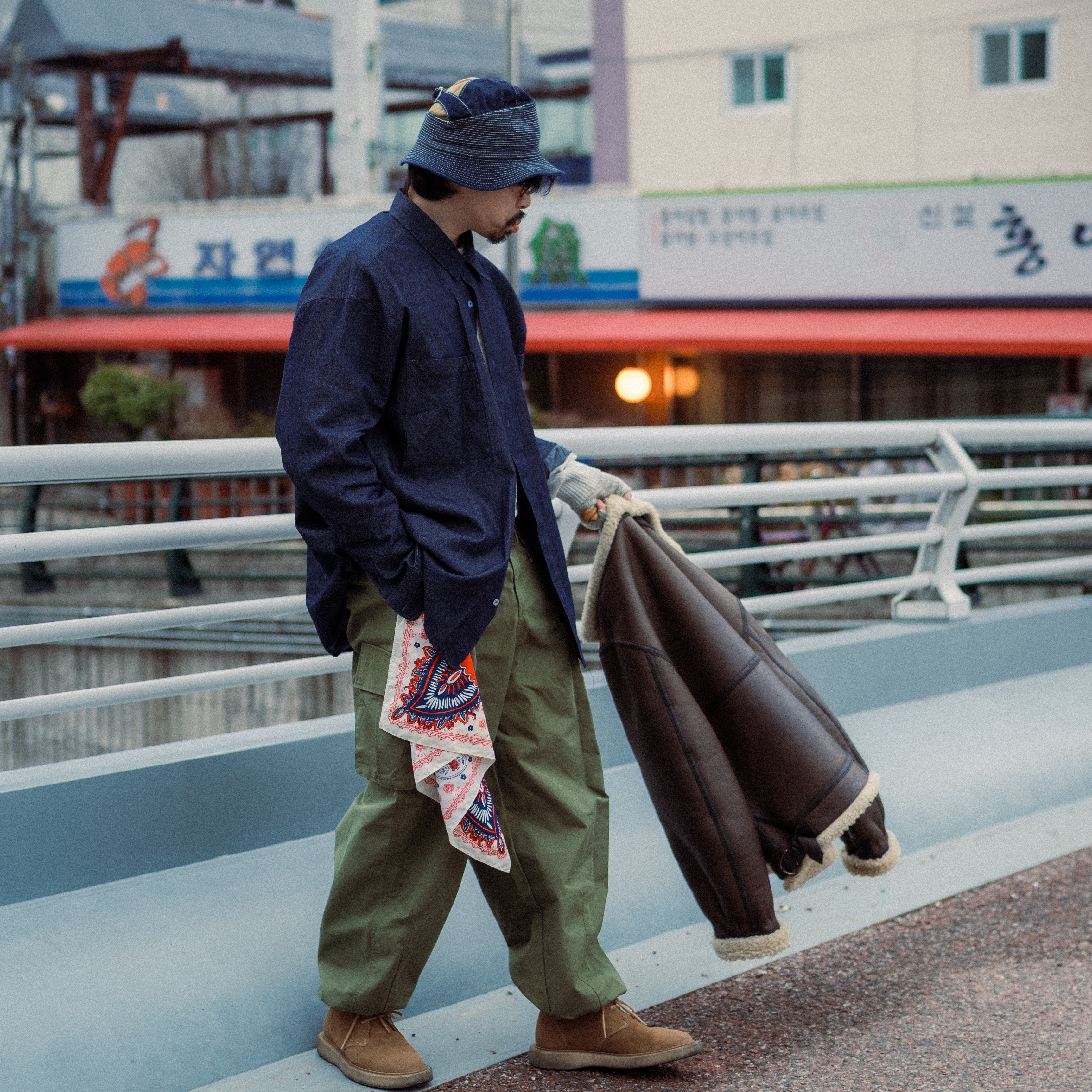 Needles H.D. BDU Pants Olive 착용 스타일 - 1