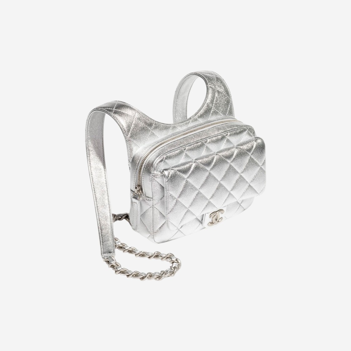 Chanel Backpack Metallic Lambskin & Silver Silver 상세 이미지 2