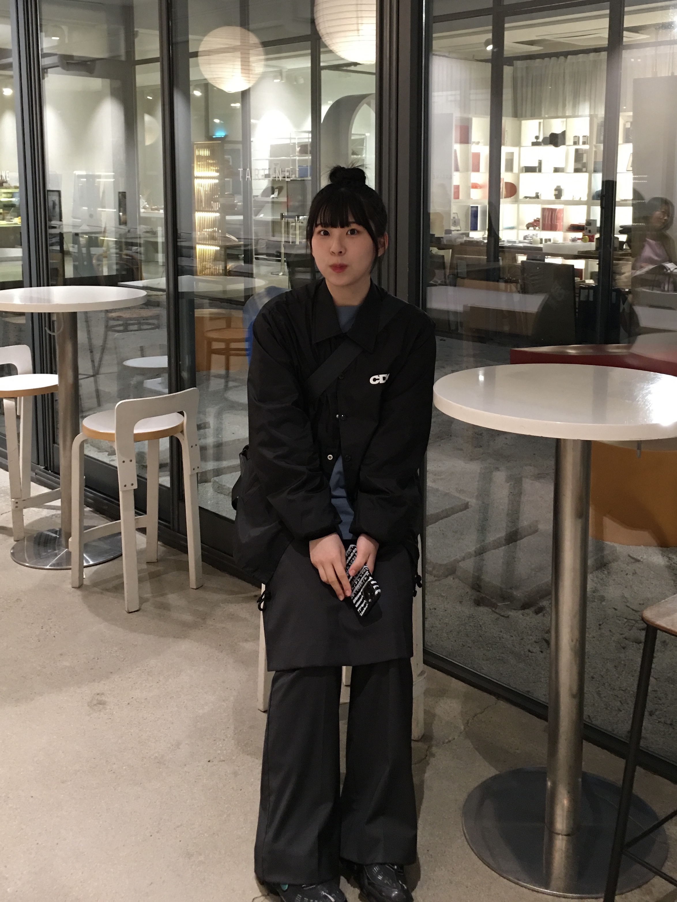 CDG Logo Coach Jacket Black, (W) Nike Air VaporMax 360 Triple Black 착용 스타일 - 1