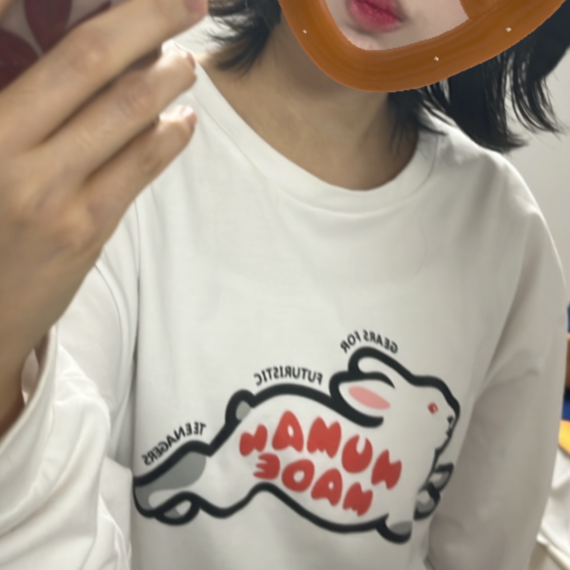 Human Made Rabbit L/S T-Shirt White 착용 스타일