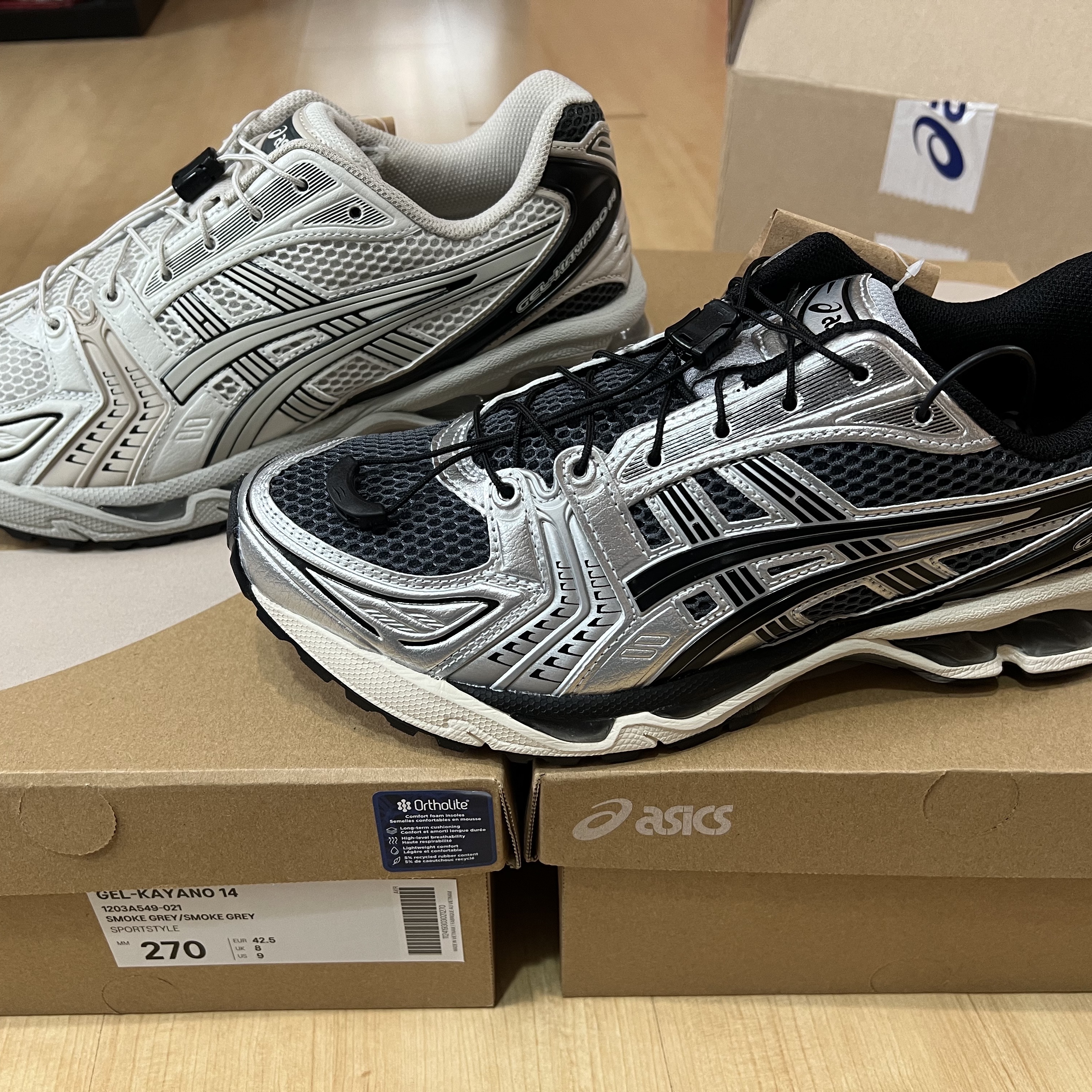 Asics Unlimited Gel-Kayano 14 Smoke Grey, Asics Unlimited Gel-Kayano 14 Carrier Grey Black 착용 스타일