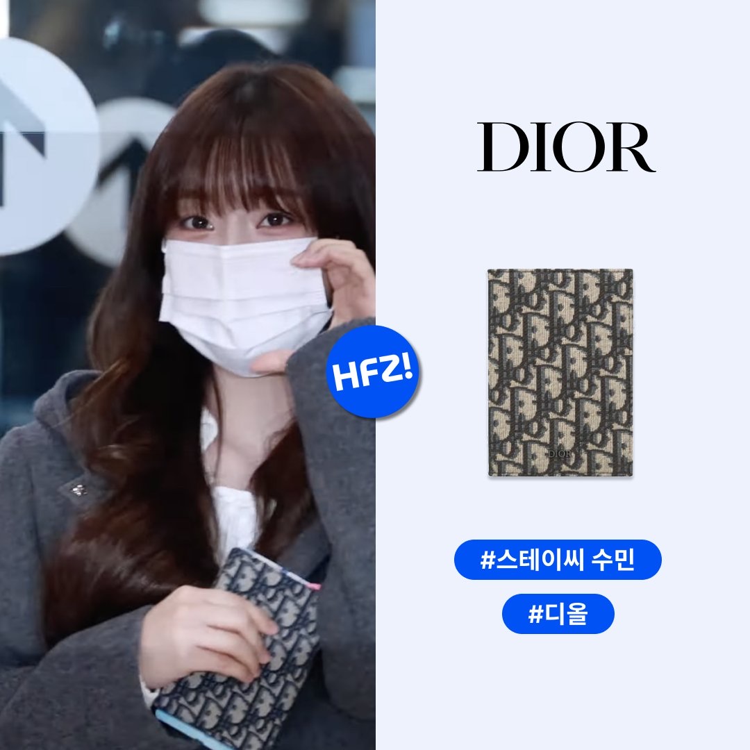 Dior Bi-Fold Card Holder Beige & Black Dior Oblique Jacquard 착용 스타일 - 1