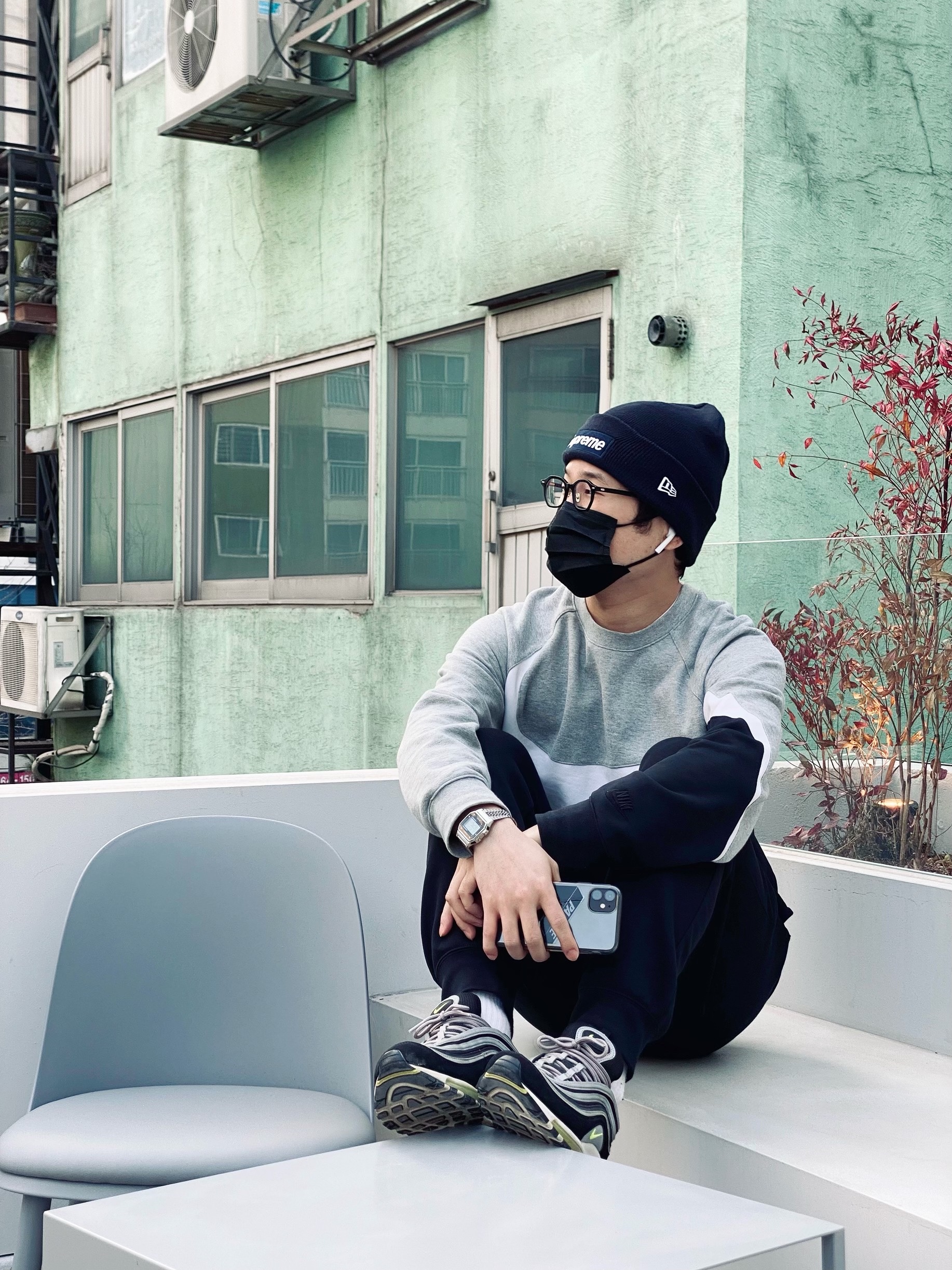 Supreme New Era Box Logo Beanie Black - 18FW, Apple AirPods 2nd Gen (Korean Ver.) 착용 스타일