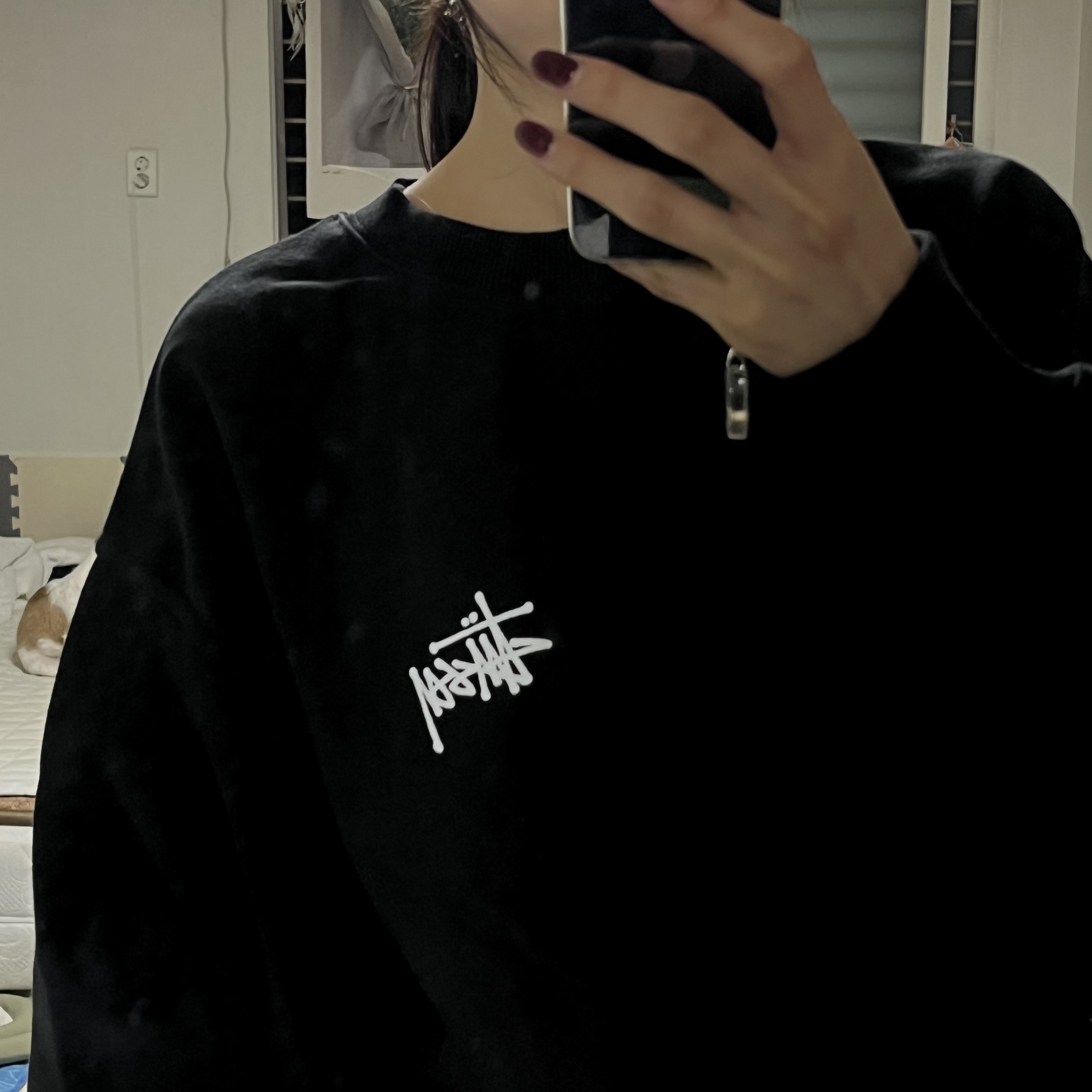 Stussy Basic Stussy Crew Black 2023 착용 스타일 - 1