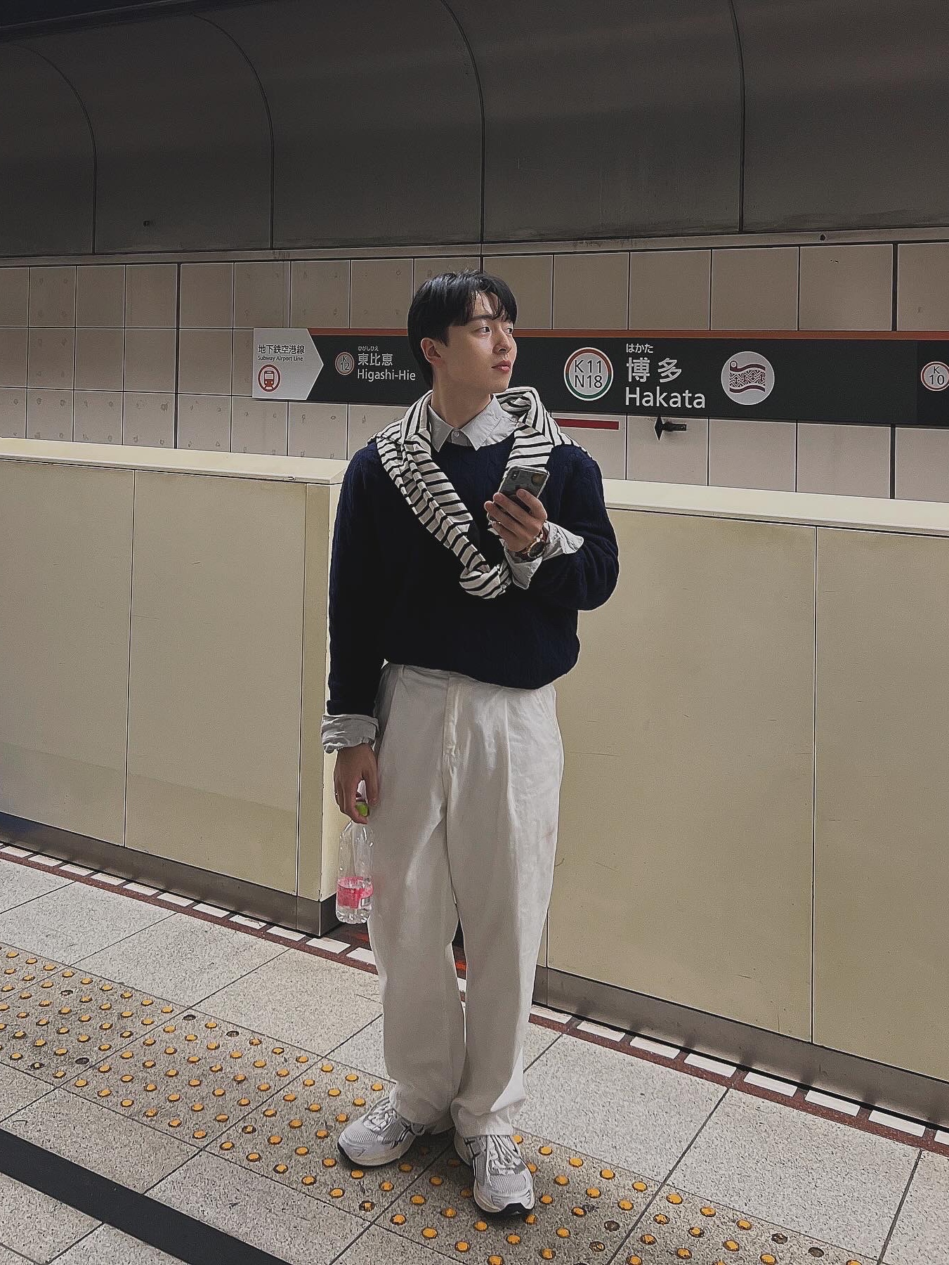 [30%적립] Polo Ralph Lauren Cable Knit Wool Cashmerer Sweater Hunter Navy, (W) Asics Gel-1130 White Midnight 착용 스타일 - 2