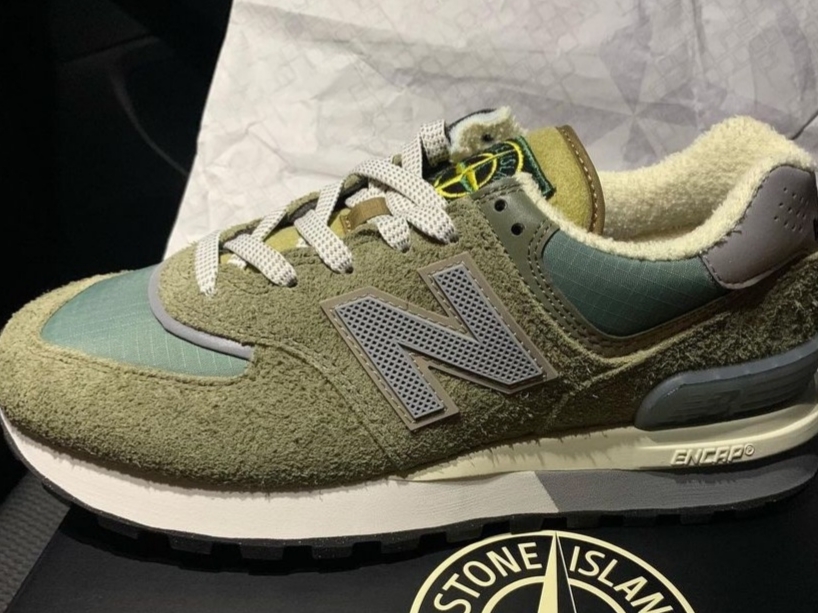 New Balance x Stone Island 574 Legacy Green 착용 스타일