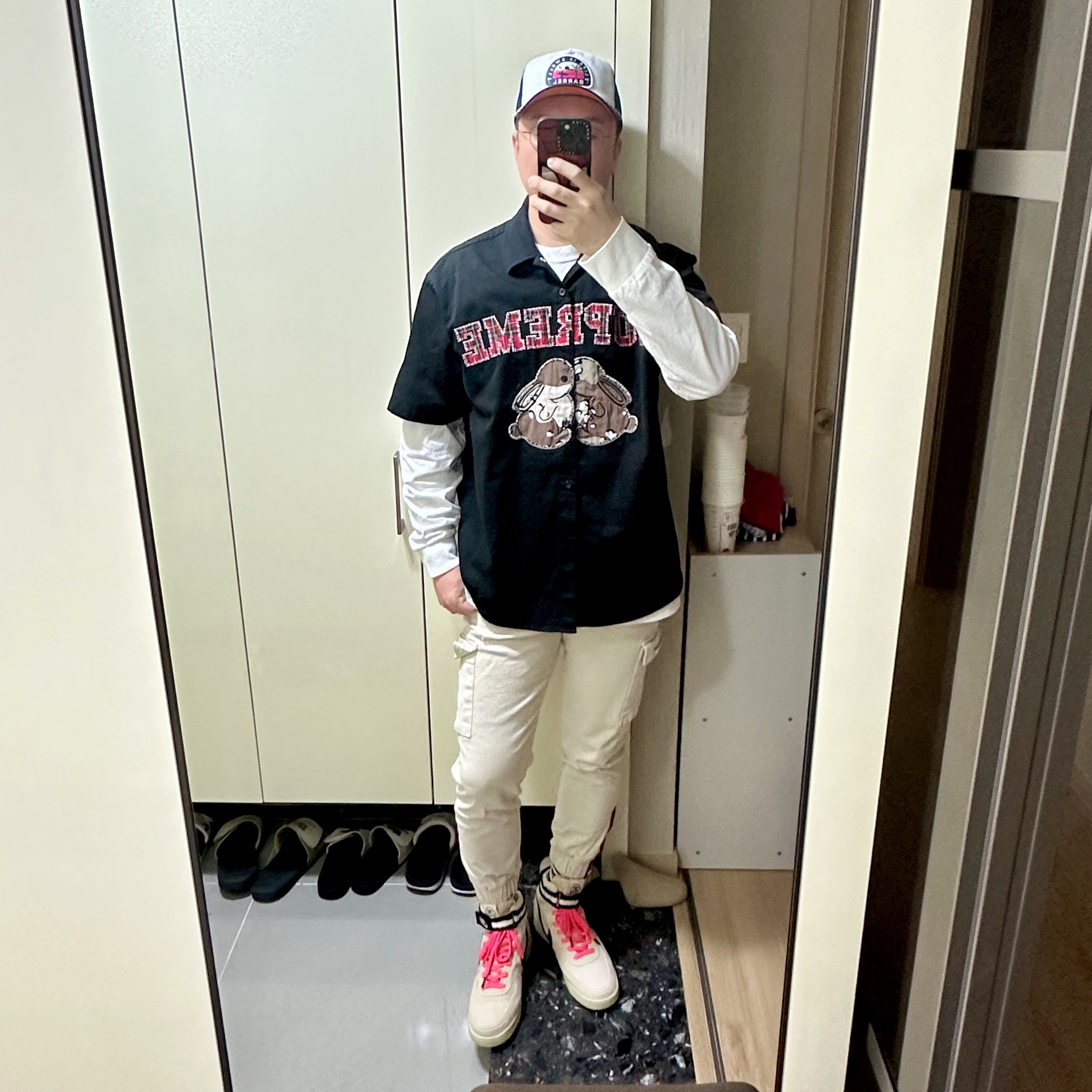 Nike x Stussy Vandal High Fossil, Supreme Bunnies S/S Work Shirt Black - 23SS 착용 스타일
