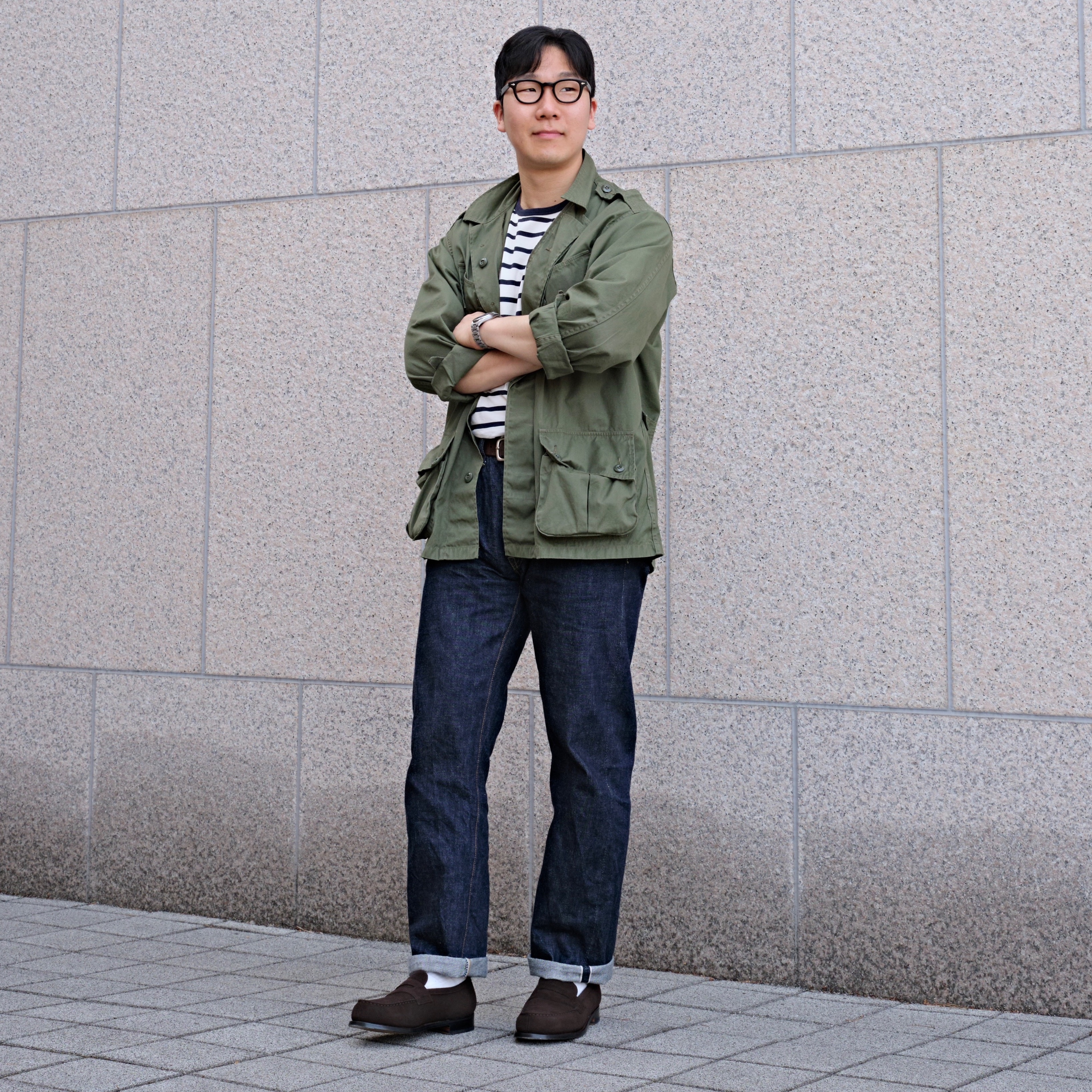 Fullcount 1101W Straight Denim One Wash Indigo Blue 착용 스타일 - 1