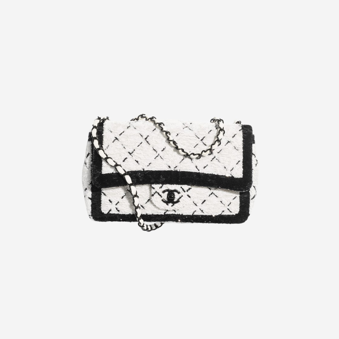 Chanel Large Flap Bag Sequins & Black White Black 상세 이미지 1