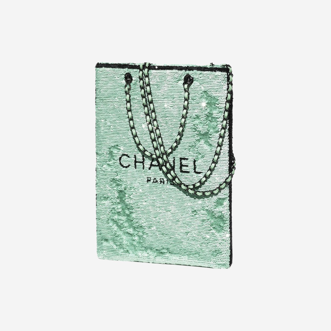 Chanel Shopping Bag Sequins & Black Green Black 상세 이미지 2