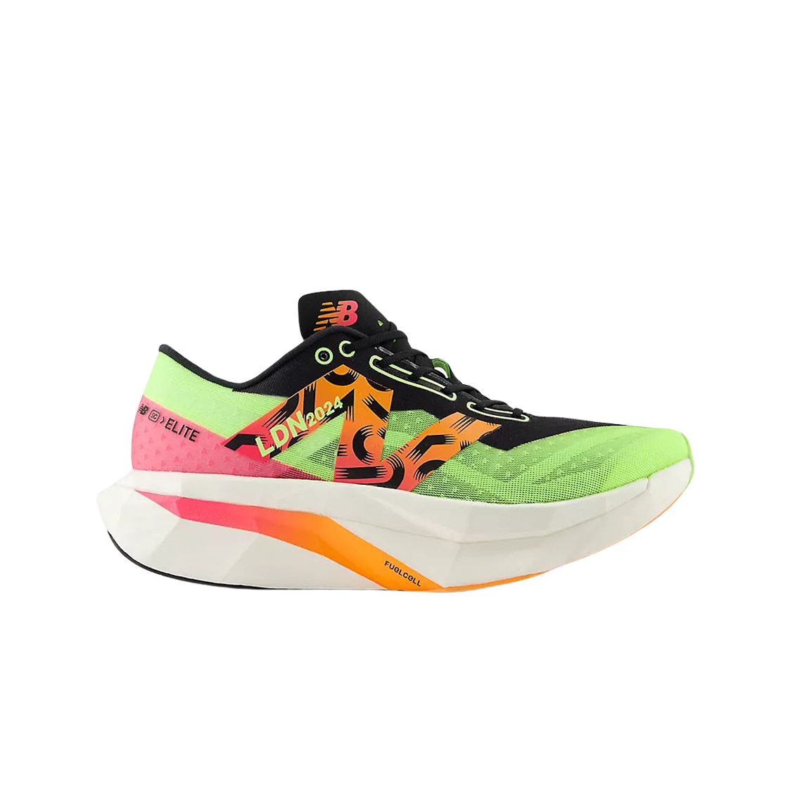 뉴발란스 퓨어셀 슈퍼컴프 엘리트 v4 TCS 런던 마라톤 블리치드 라임 글로우 핫 망고 - 2E 와이드(New Balance Fuelcell Supercomp Elite v4 TCS London Marathon Bleached Lime Glow Hot Mango - 2E Wide) - 1
