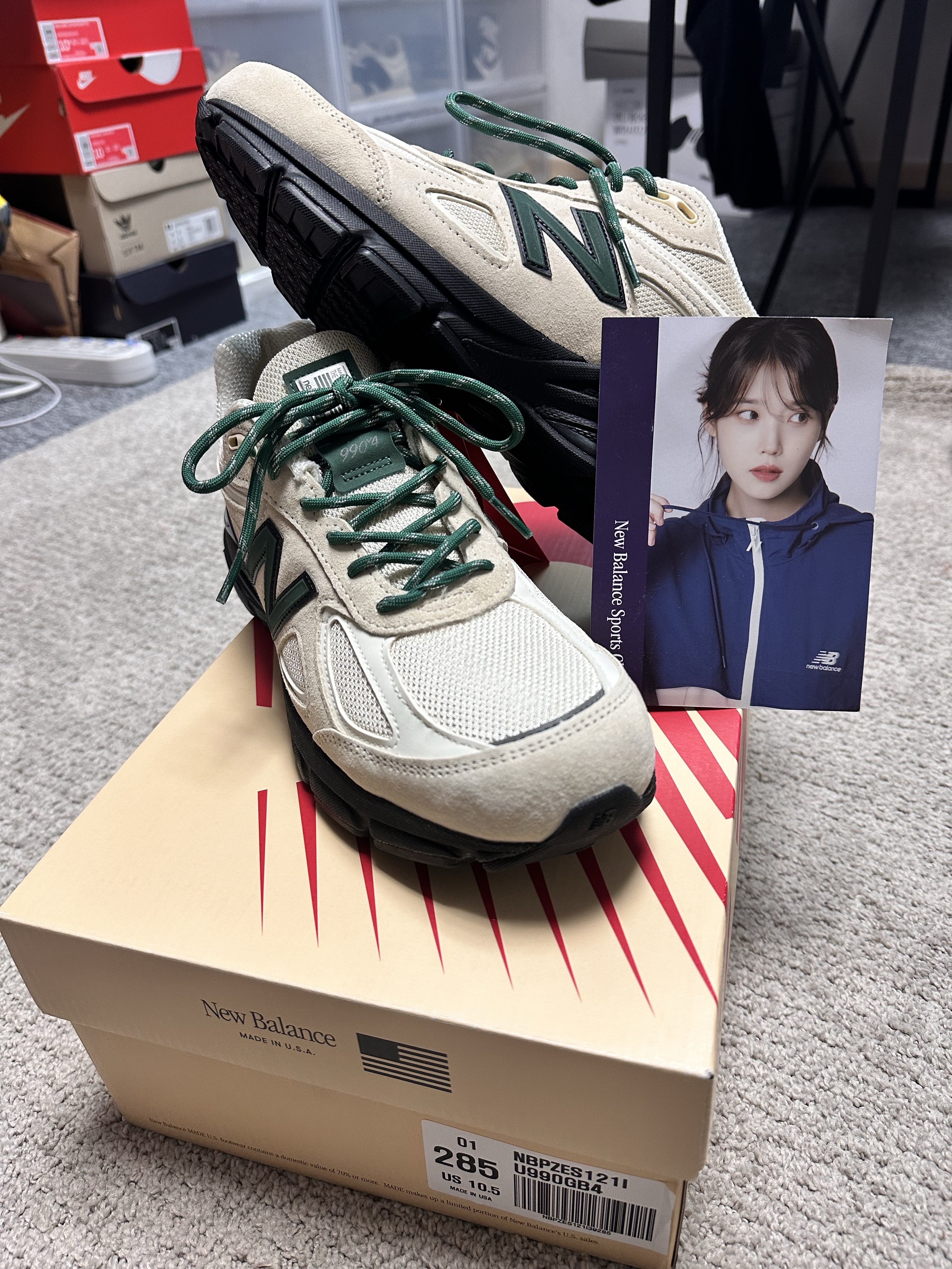 New Balance 990v4 Made in USA Macadamia Nut 착용 스타일 - 1