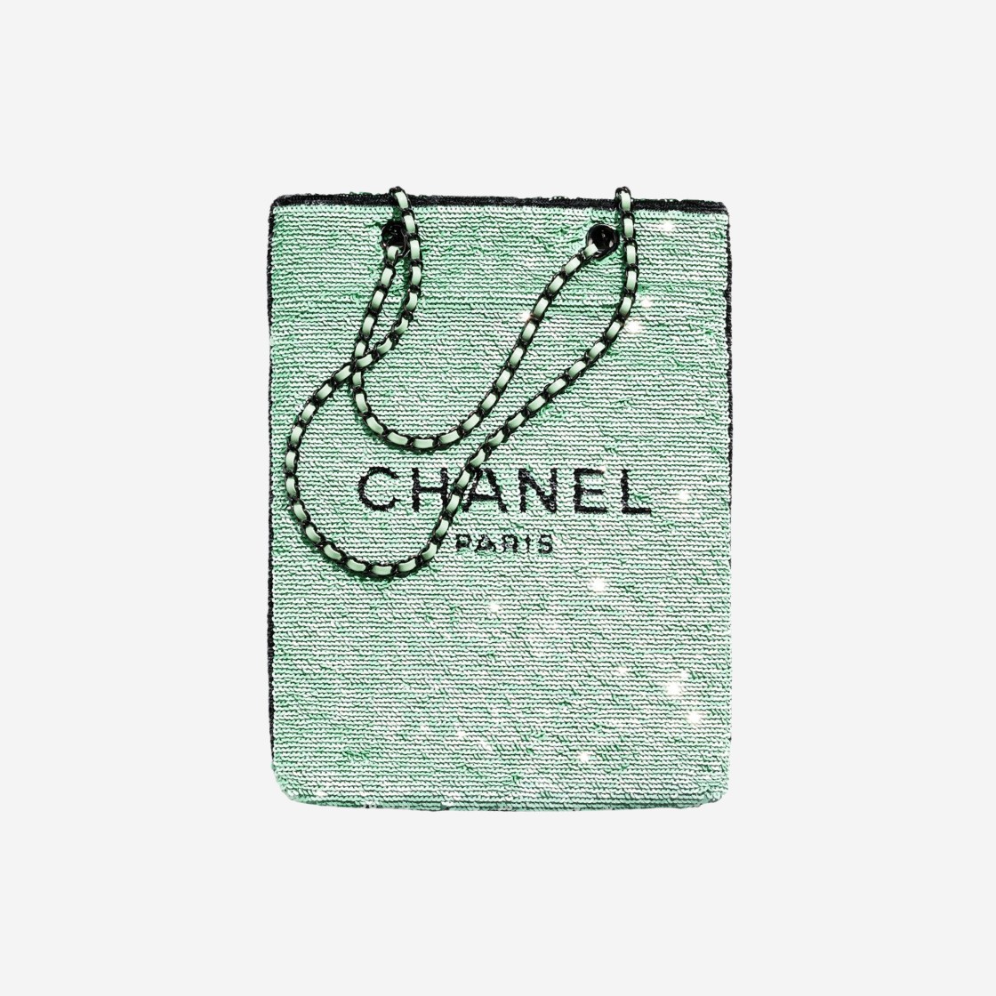 Chanel Shopping Bag Sequins & Black Green Black 상세 이미지 1