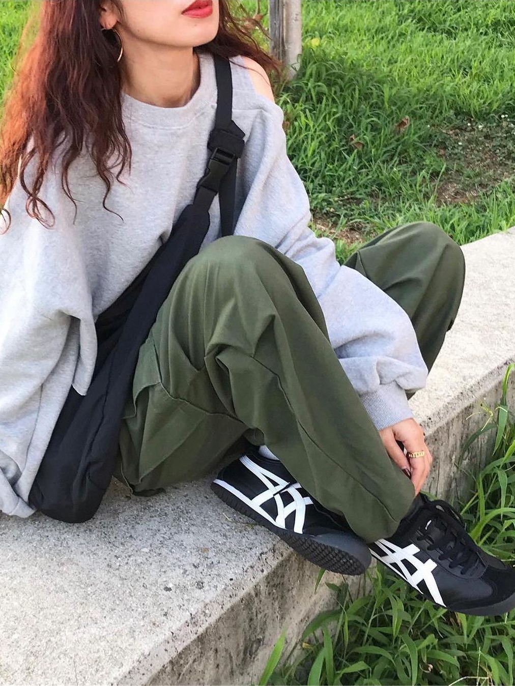 Onitsuka Tiger Mexico 66 Black White 착용 스타일 - 2