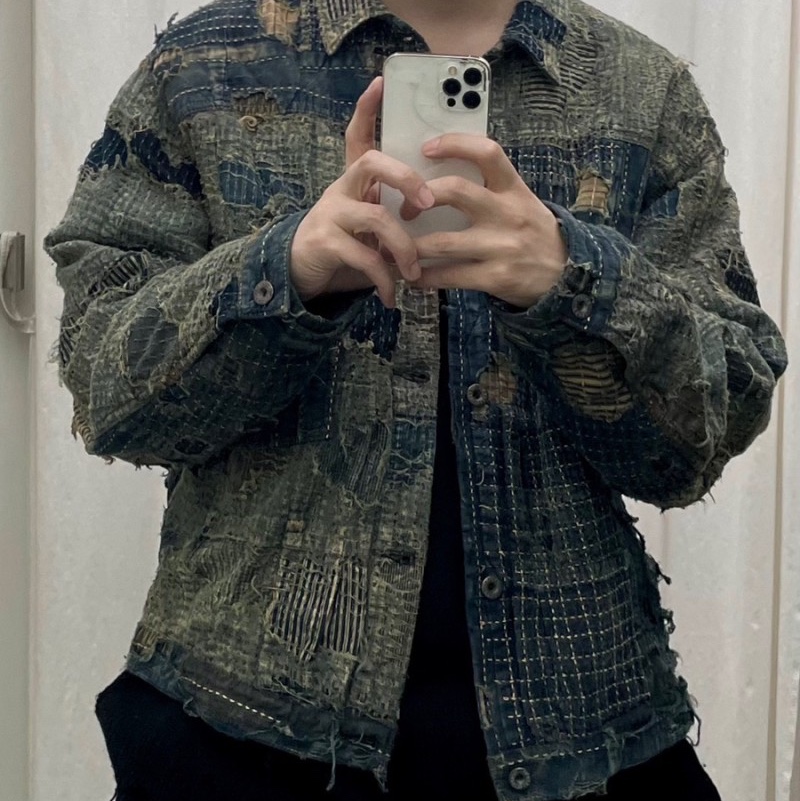 Kapital Boro Spring 1st Jacket Indigo 착용 스타일 - 2