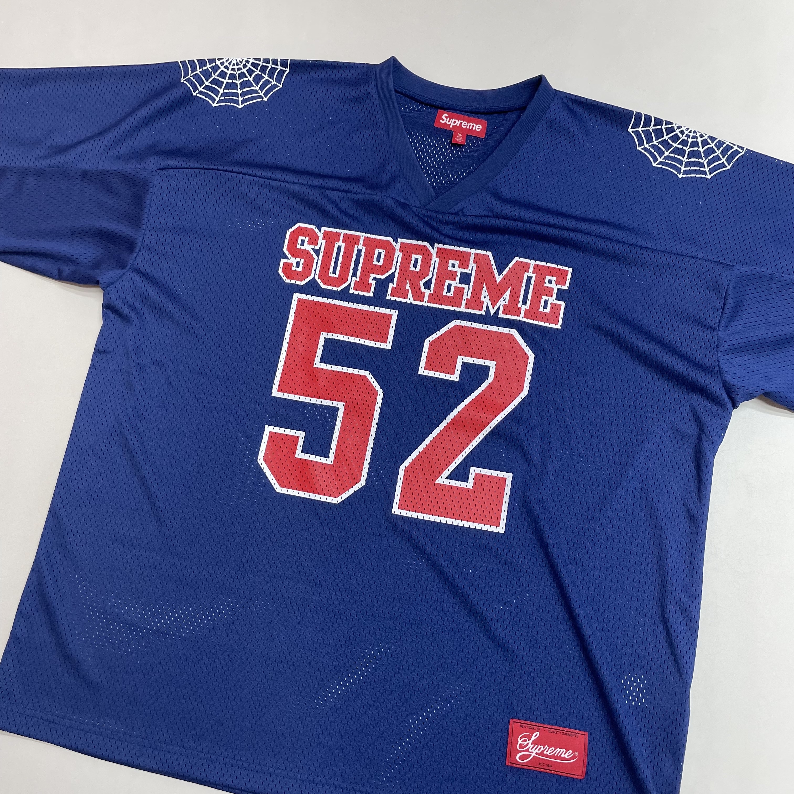 Supreme Spiderweb Football Jersey Navy - 24SS 착용 스타일 - 1