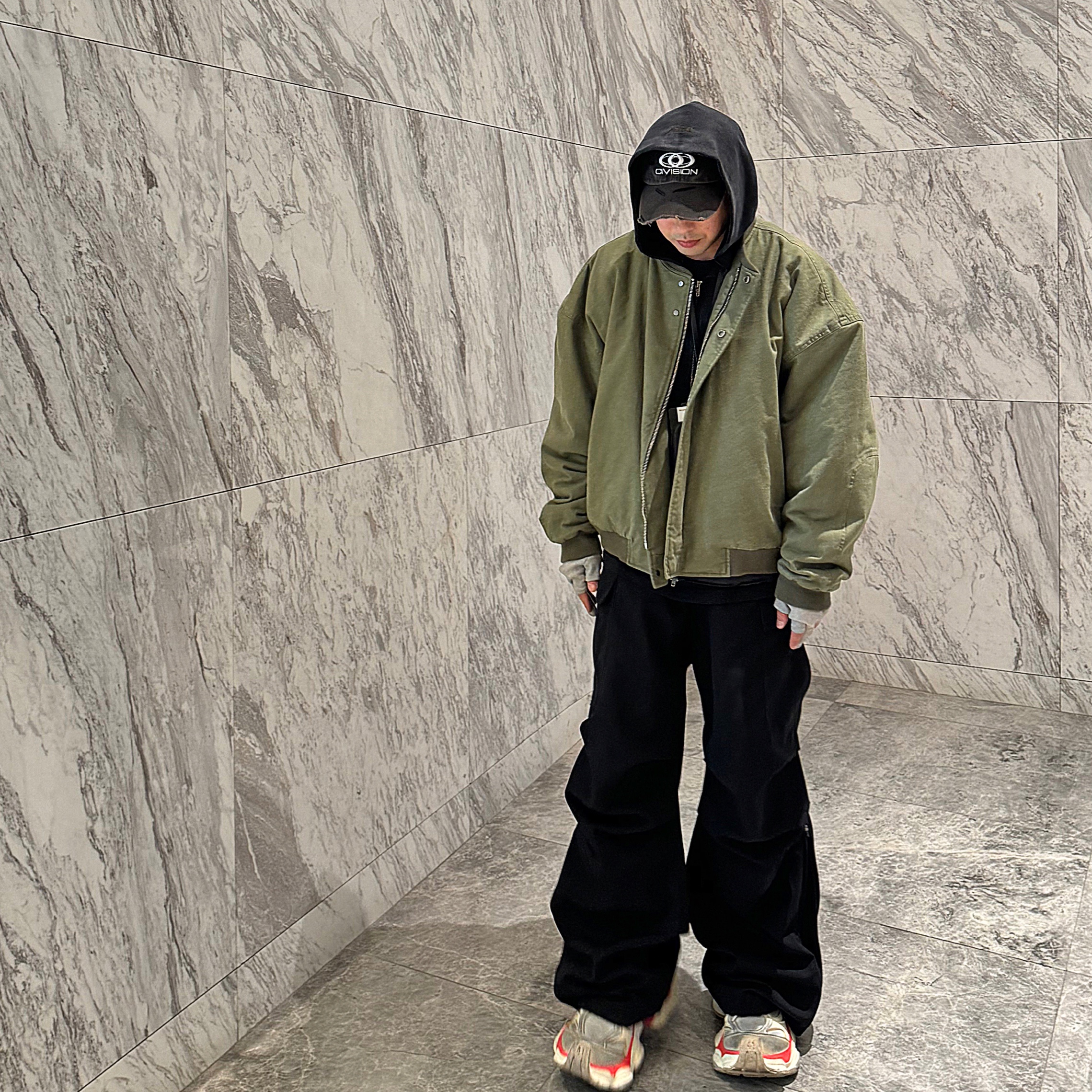 Nonnod Side Zip Cargo Pants Black, Civision by CSC Vison Destroyed Cap Washed Black 착용 스타일