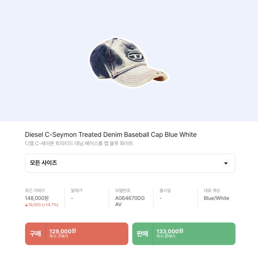 Diesel C-Seymon Treated Denim Baseball Cap Blue White 착용 스타일 - 2