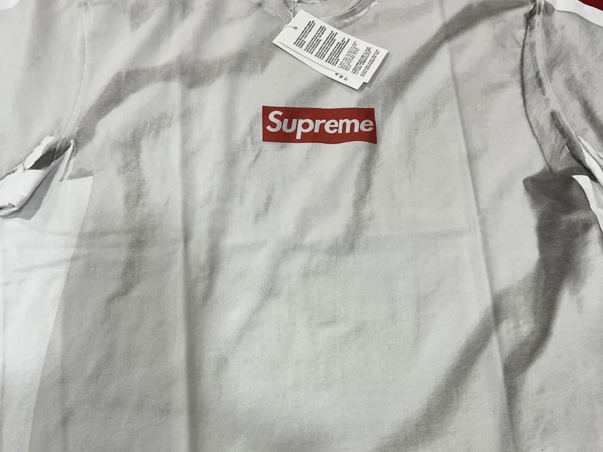 Supreme x MM6 Maison Margiela Box Logo T-Shirt White - 24SS 착용 스타일