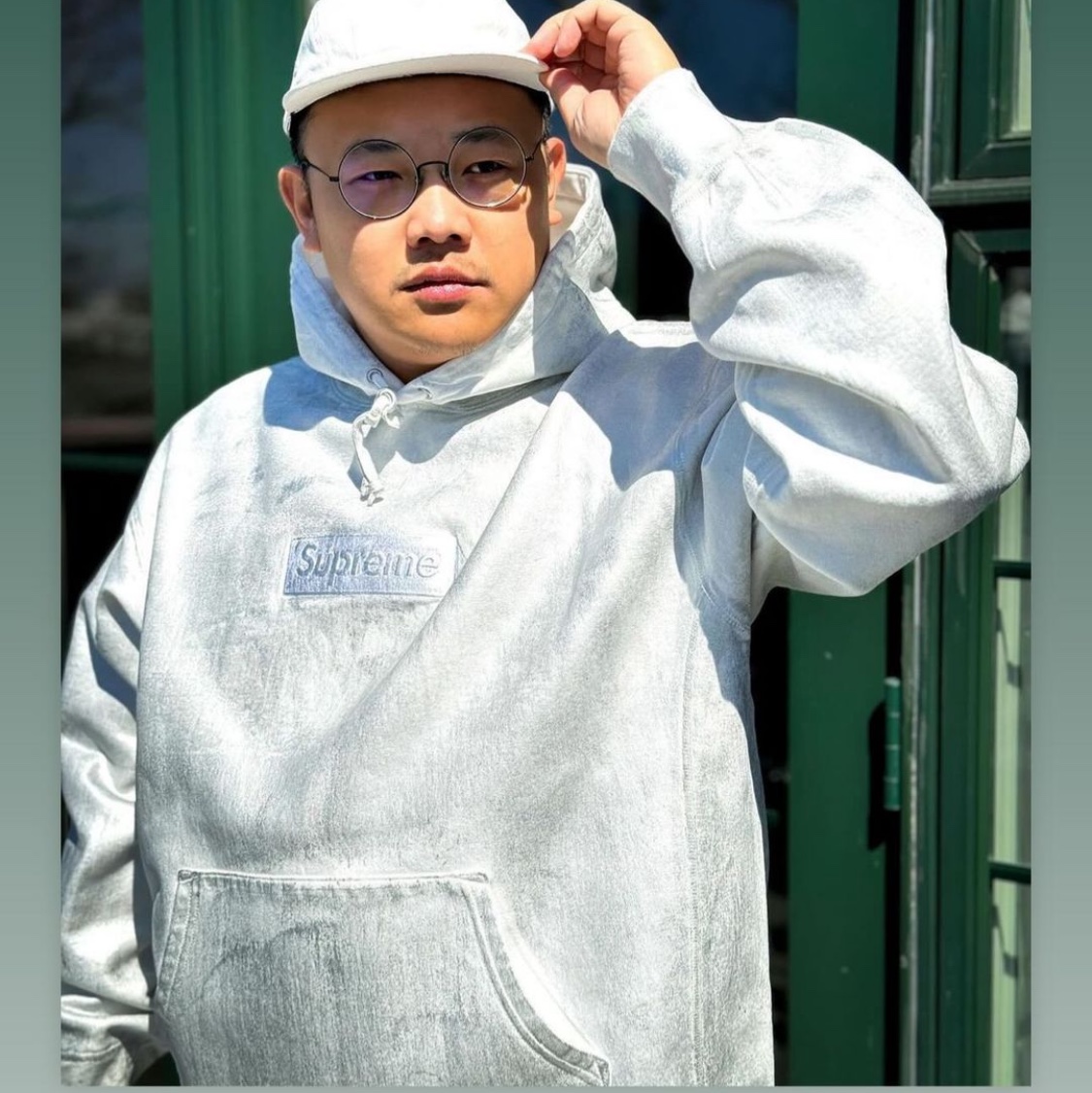 Supreme x MM6 Maison Margiela Foil Box Logo Hooded Sweatshirt White - 24SS 착용 스타일