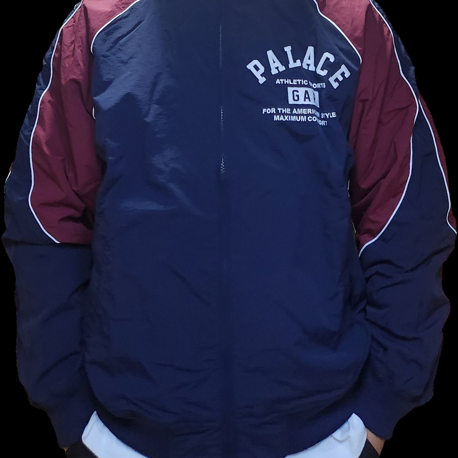 Palace x Gap Nylon Track Top Navy Red - 24SS 착용 스타일 - 2