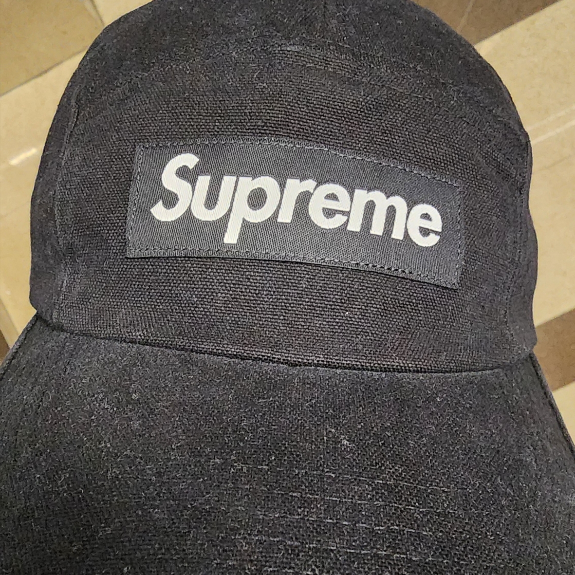 Supreme Washed Canvas Camp Cap Black - 24SS 착용 스타일