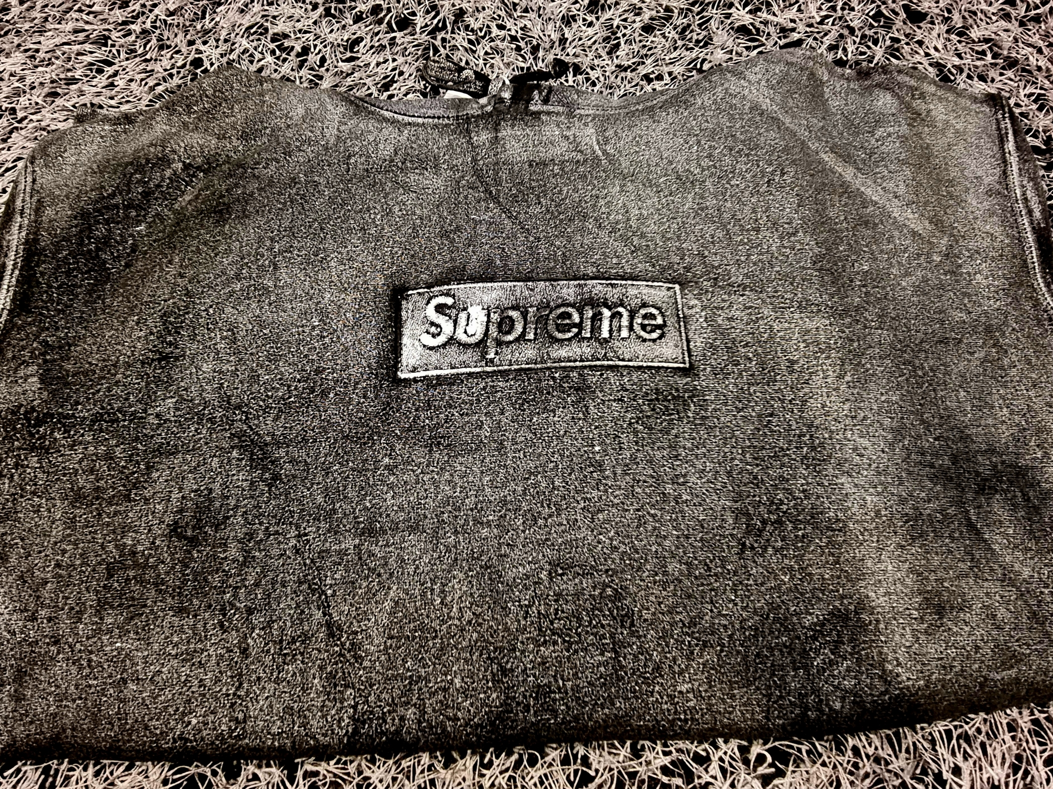 Supreme x MM6 Maison Margiela Foil Box Logo Hooded Sweatshirt Black - 24SS 착용 스타일 - 1