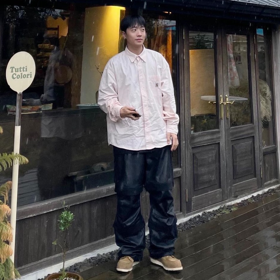 Farfromwhat Far Layered Work Pants Coated Black 착용 스타일