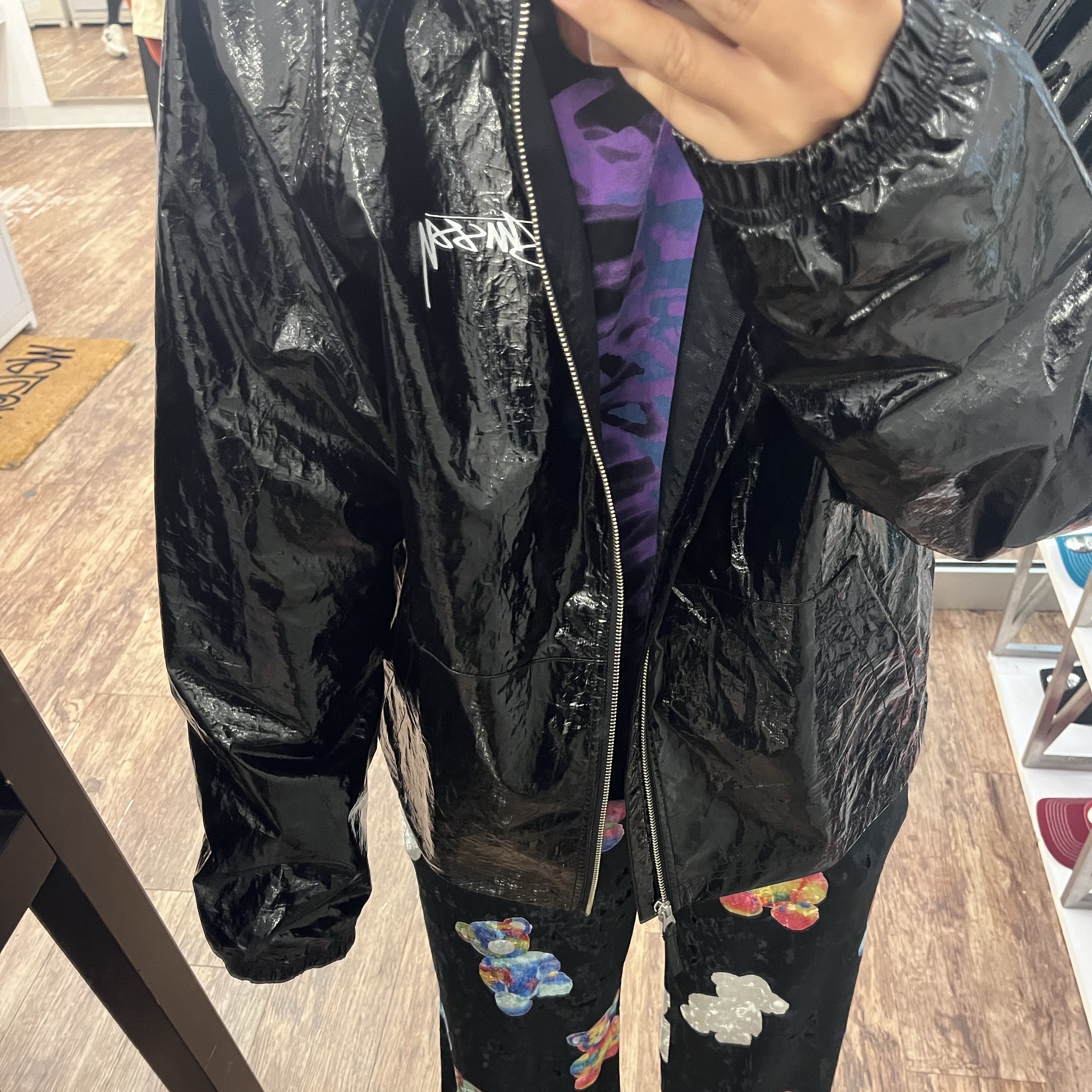 Stussy Coated Cotton Club Jacket Dark Brown, Stussy Beach Shell Coated Ripstop Black 착용 스타일 - 4