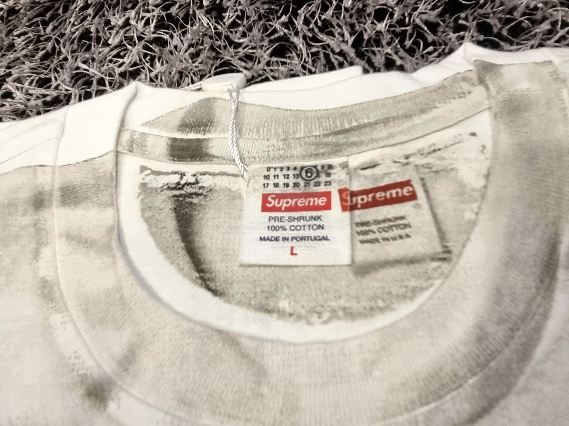 Supreme x MM6 Maison Margiela Box Logo T-Shirt White - 24SS 착용 스타일 - 3