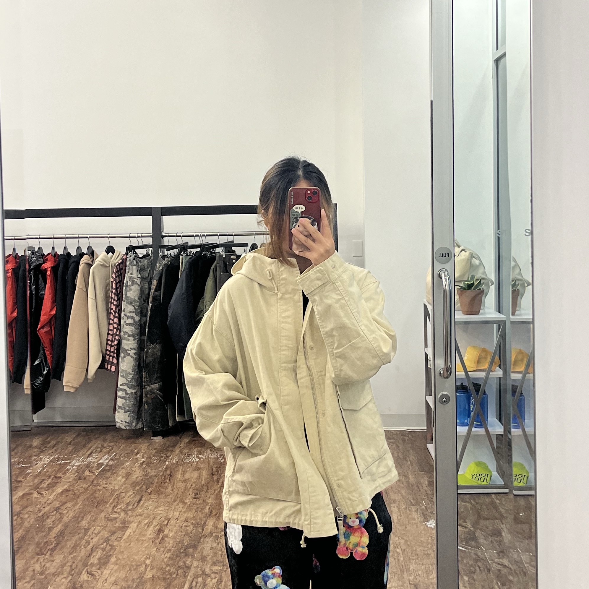 Stussy Coated Cotton Club Jacket Dark Brown, Stussy Beach Shell Coated Ripstop Black 착용 스타일 - 7