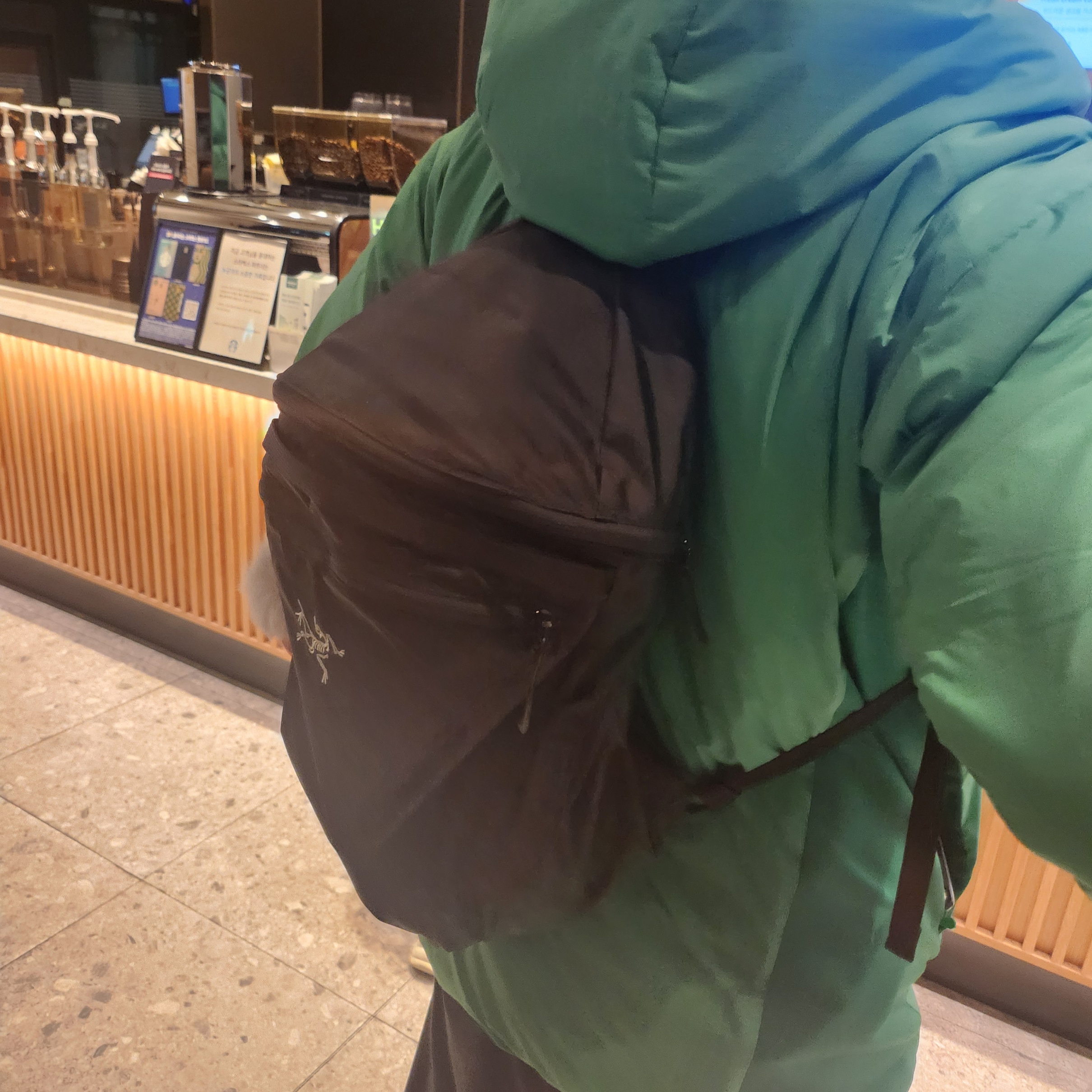 Arc'teryx Heliad 15 Backpack Black, Arc'teryx Atom LT Hoody Jungle 착용 스타일 - 2