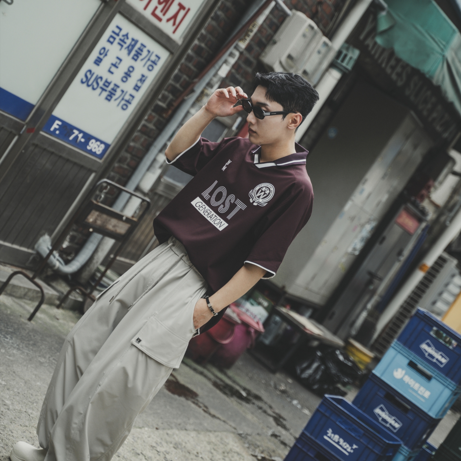 Wooyoungmi Nylon Cargo Jogger Pants Grey - 23SS 착용 스타일