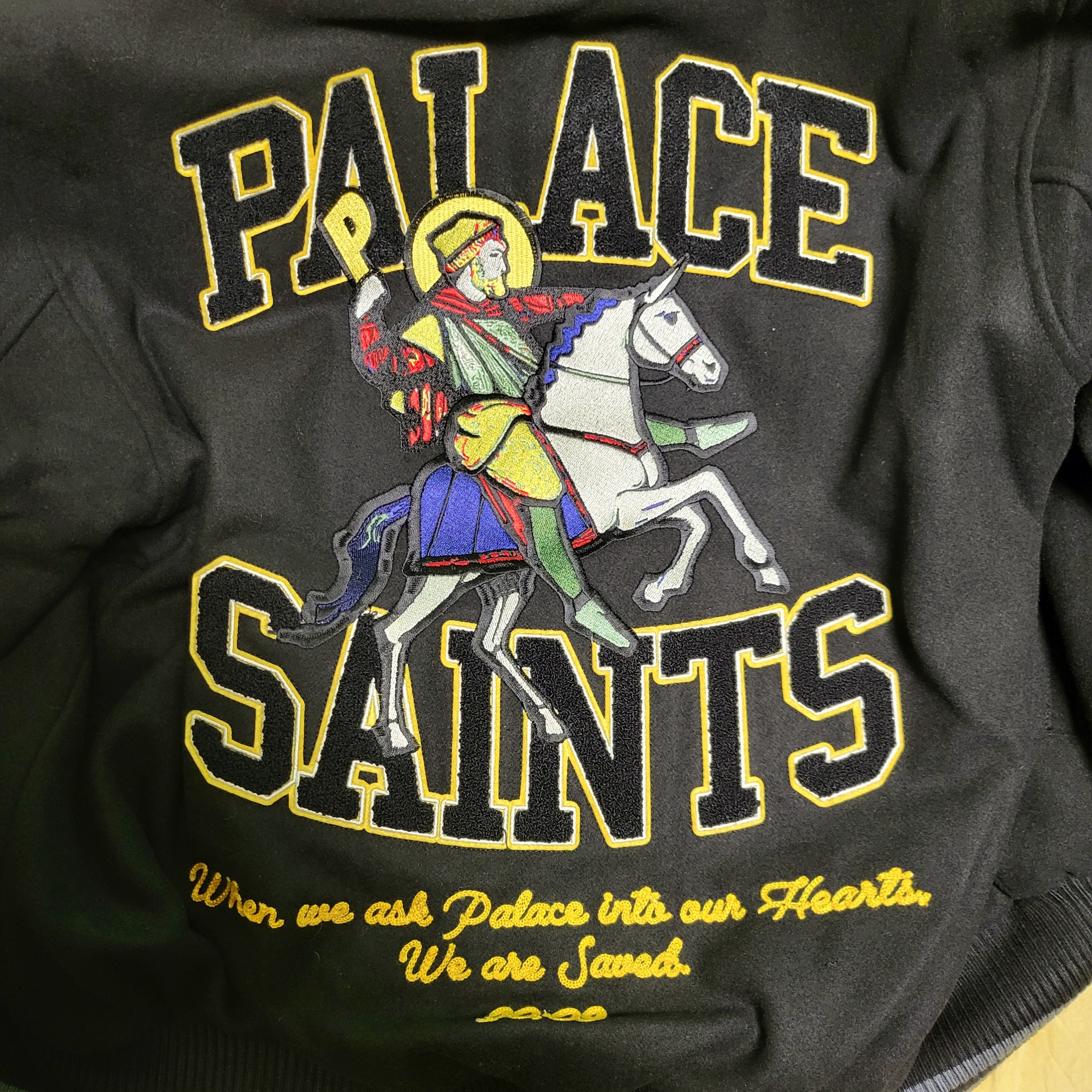Palace Saints Varsity Jacket Black - 24SS 착용 스타일 - 2