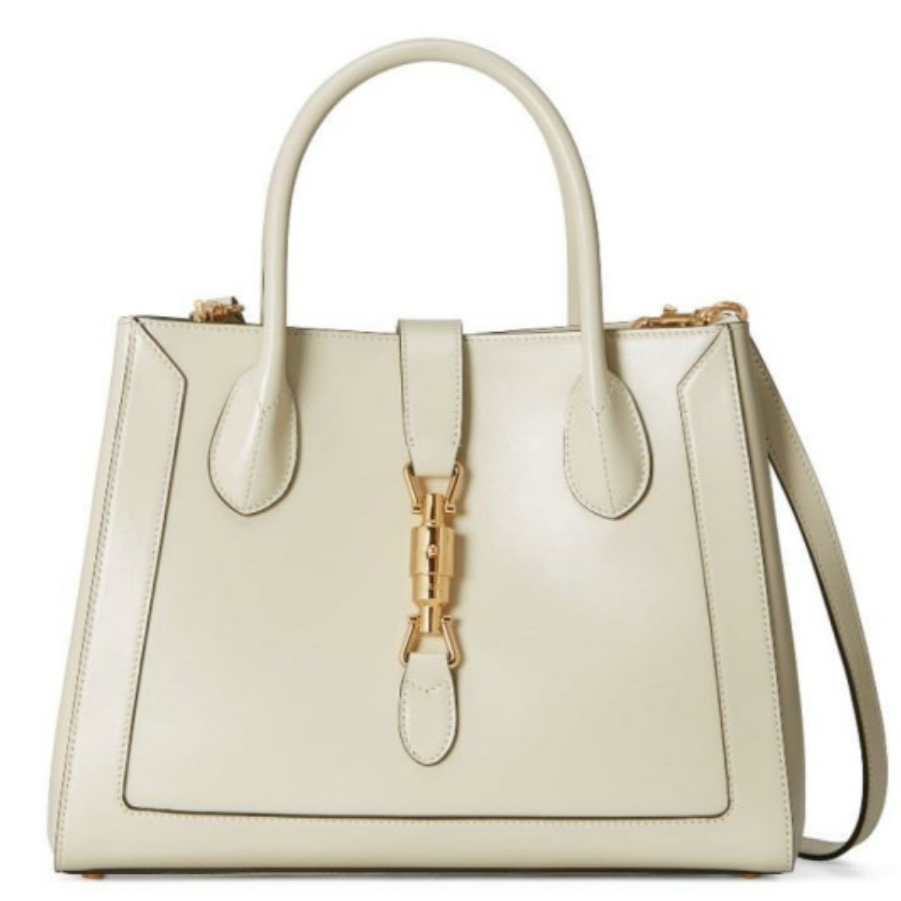 Gucci Jackie 1961 Medium Tote Bag White Leather 착용 스타일 - 1