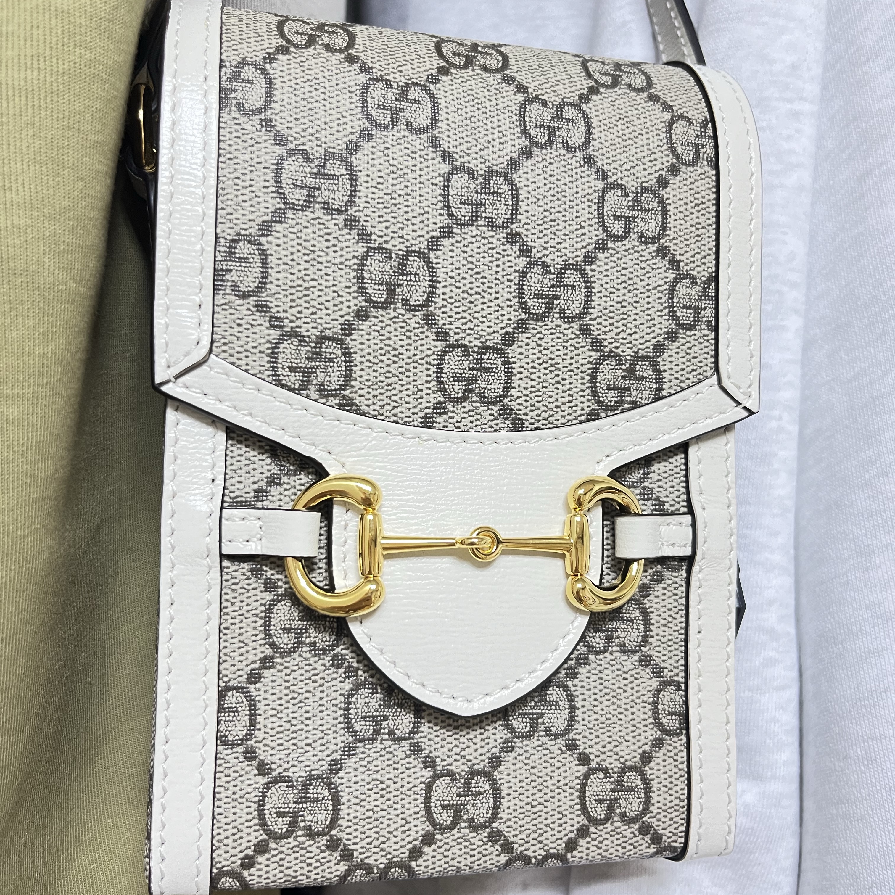 Gucci Horsebit 1955 Mini Bag Beige Ebony 착용 스타일