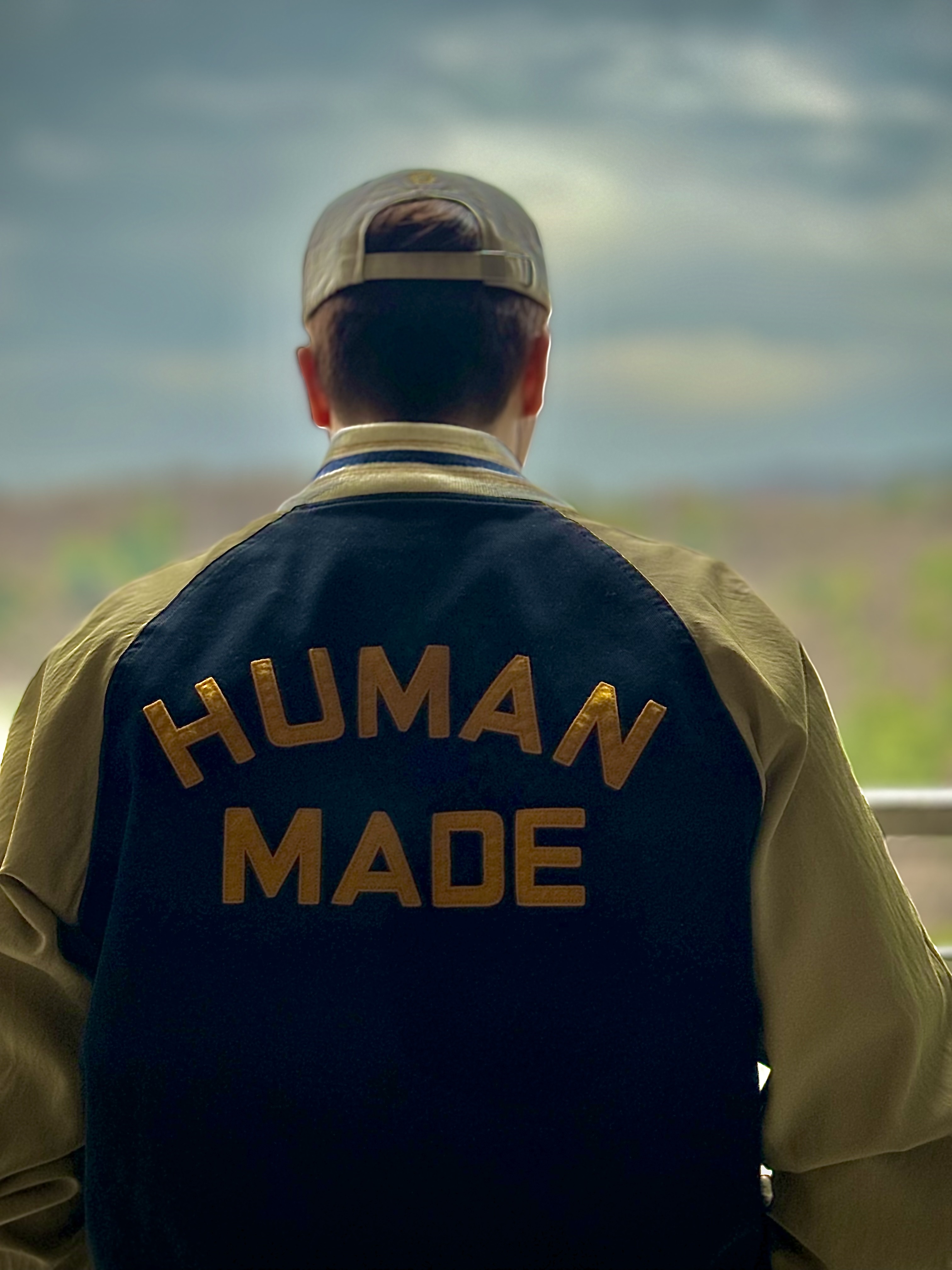 Human Made Baseball Jacket Navy 착용 스타일